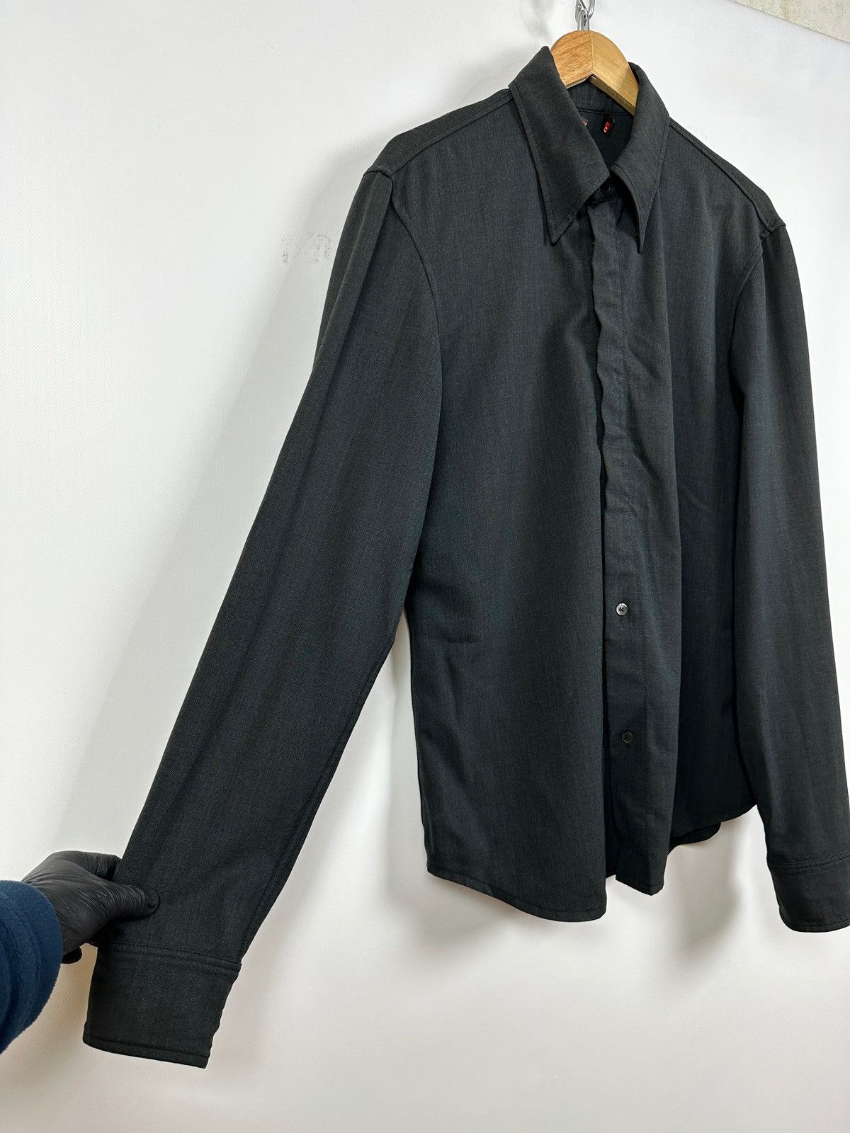 Prada Vintage Prada Technical Zip/Button Wool Shirt Size US L / EU 52-54 / 3 - 10 Thumbnail