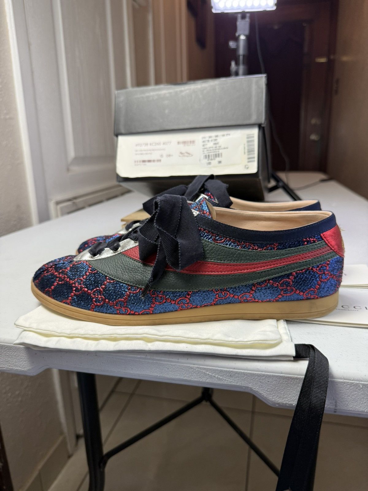 Gucci GUCCI Falacer Lurex Low-Top Sneakers Sz 8.5 Size US 8.5 / EU 41-42 - 6 Thumbnail