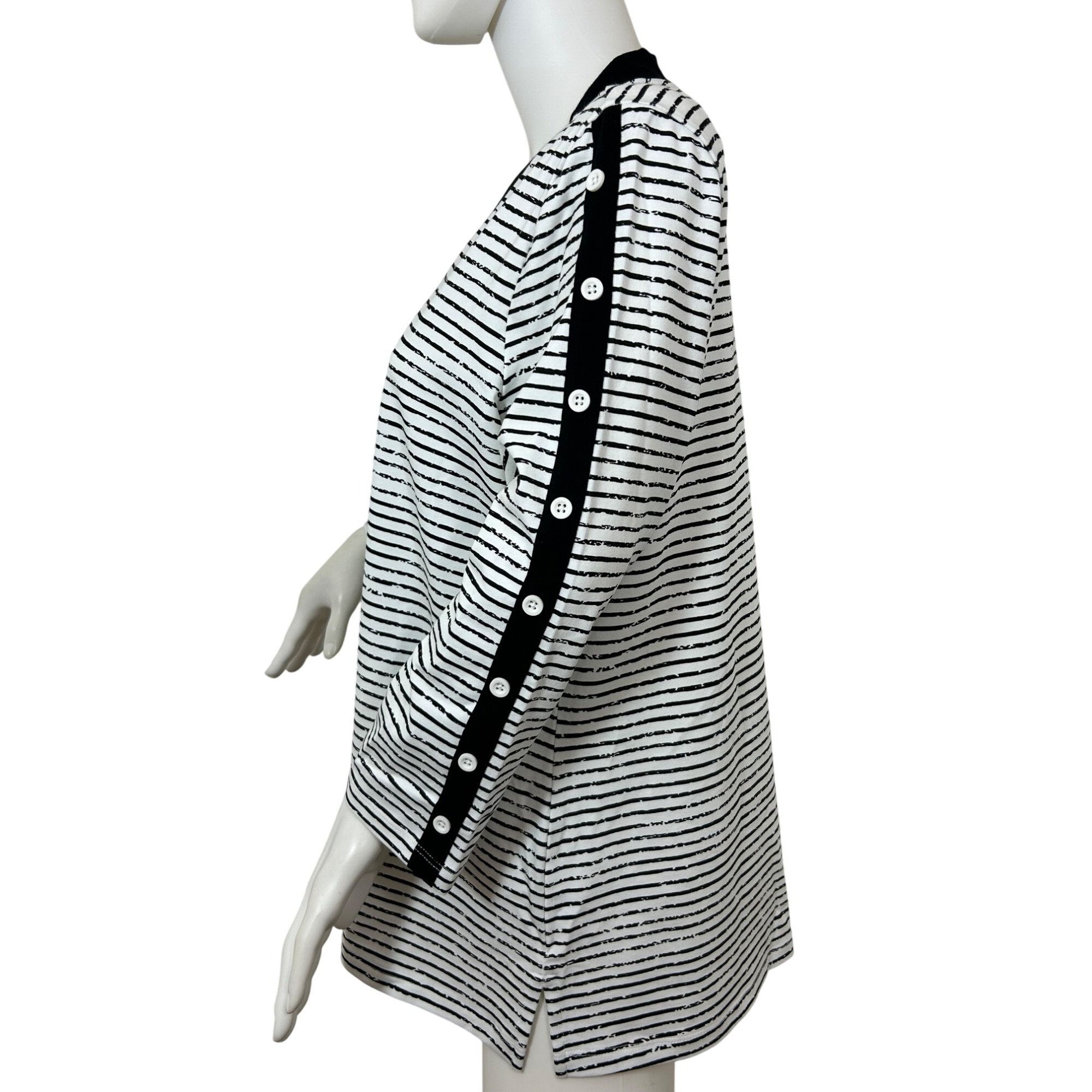 Other E.L.I Tunic Top XL Black White Stripes Long Sleeve V-Neck Bu Size XL / US 12-14 / IT 48-50 - 15 Thumbnail