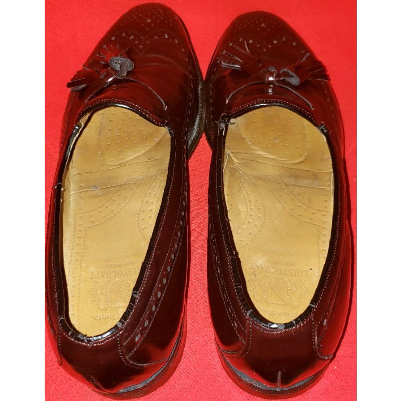 Johnston & Murphy Johnston & Murphy Aristocraft Men's Wingtip Loafer Sz 9C/A Oxblood Brown Tassels Leather Dress Shoes Size US 9 / EU 42 - 7 Thumbnail