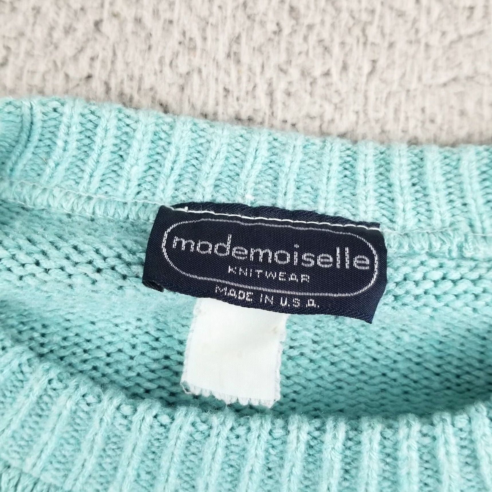Vintage VINTAGE Mademoiselle Knitwear Sweater Womens Small Blue Aztec Geometric 80s 90s Size S / US 4 / IT 40 - 2 Thumbnail