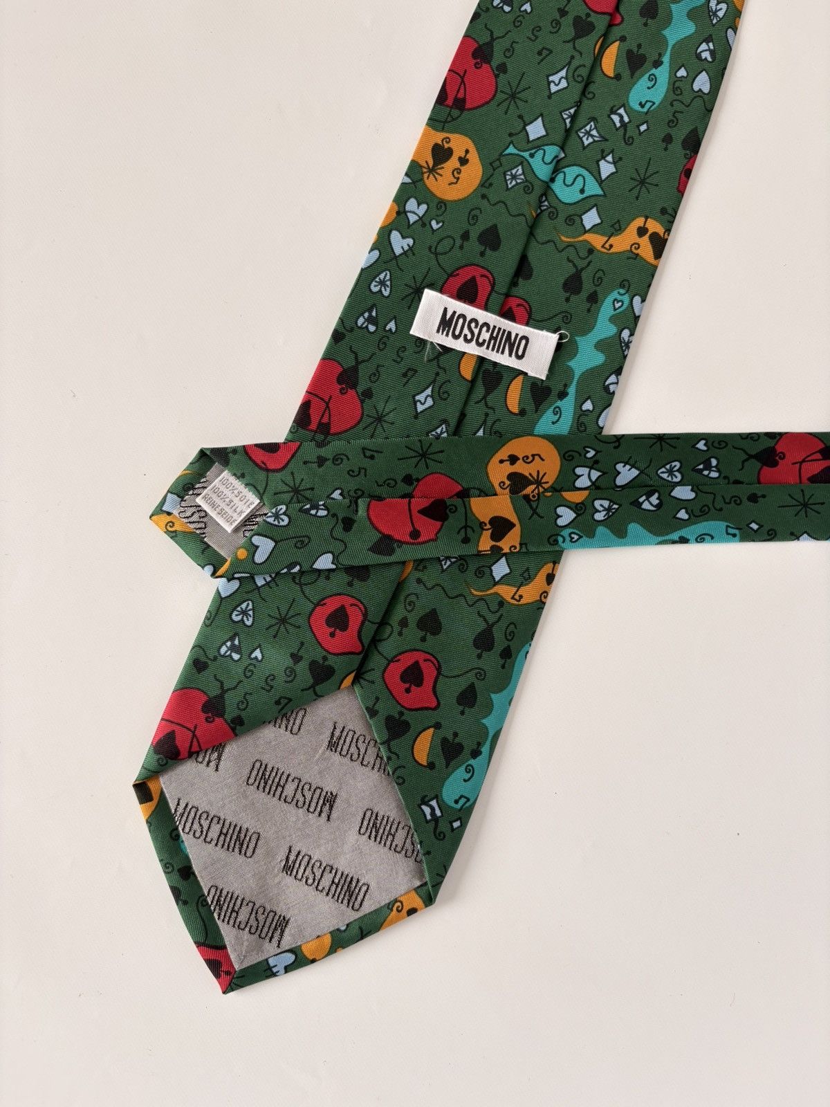 Moschino MOSCHINO 90s RARE SILK NECK TIE CASINO DIAMONTS HEARTS CLUBS Size ONE SIZE - 4 Thumbnail