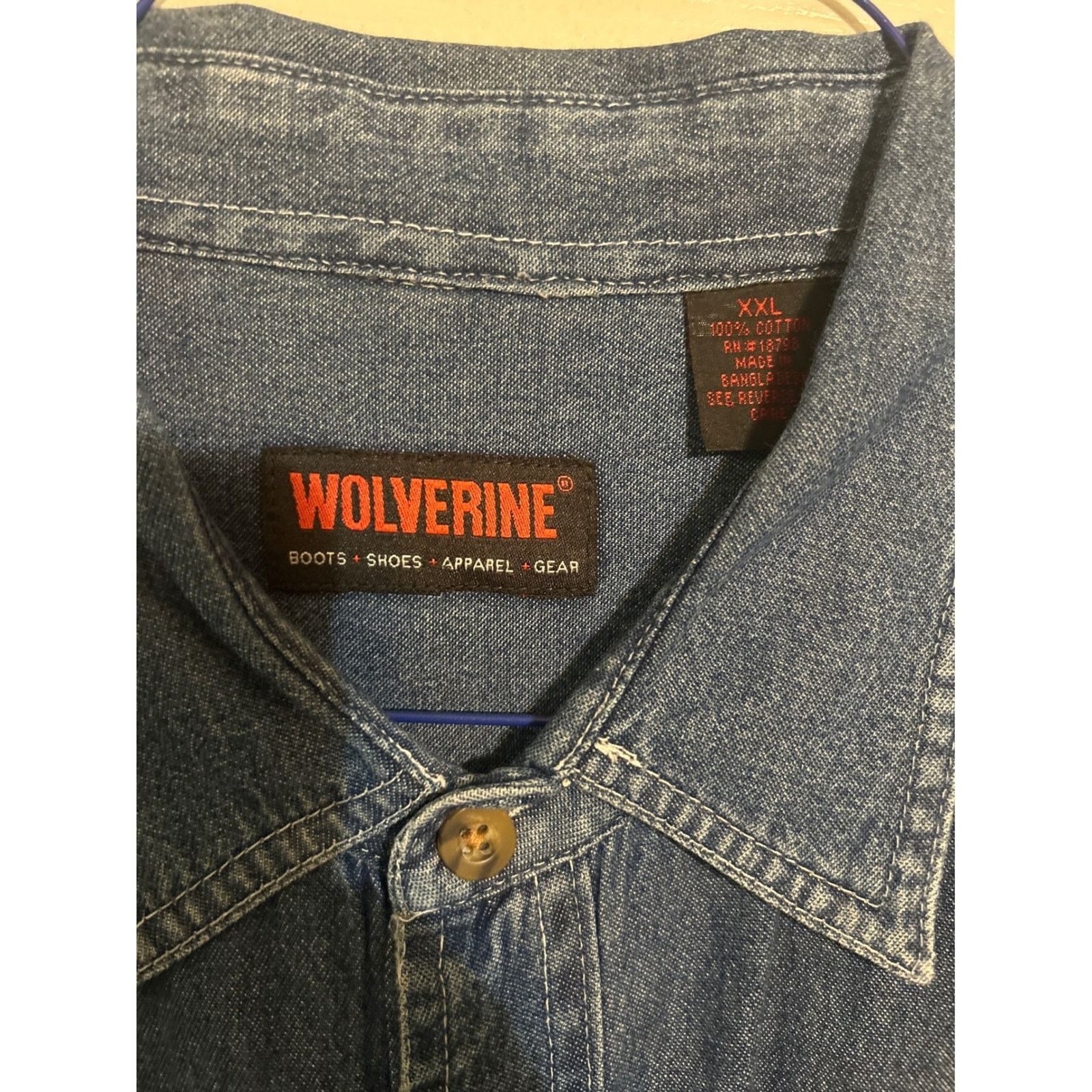 Wolverine Wolverine Denim Shirt Mens XXL Short Sleeve Button Up Size US XXL / EU 58 / 5 - 2 Thumbnail