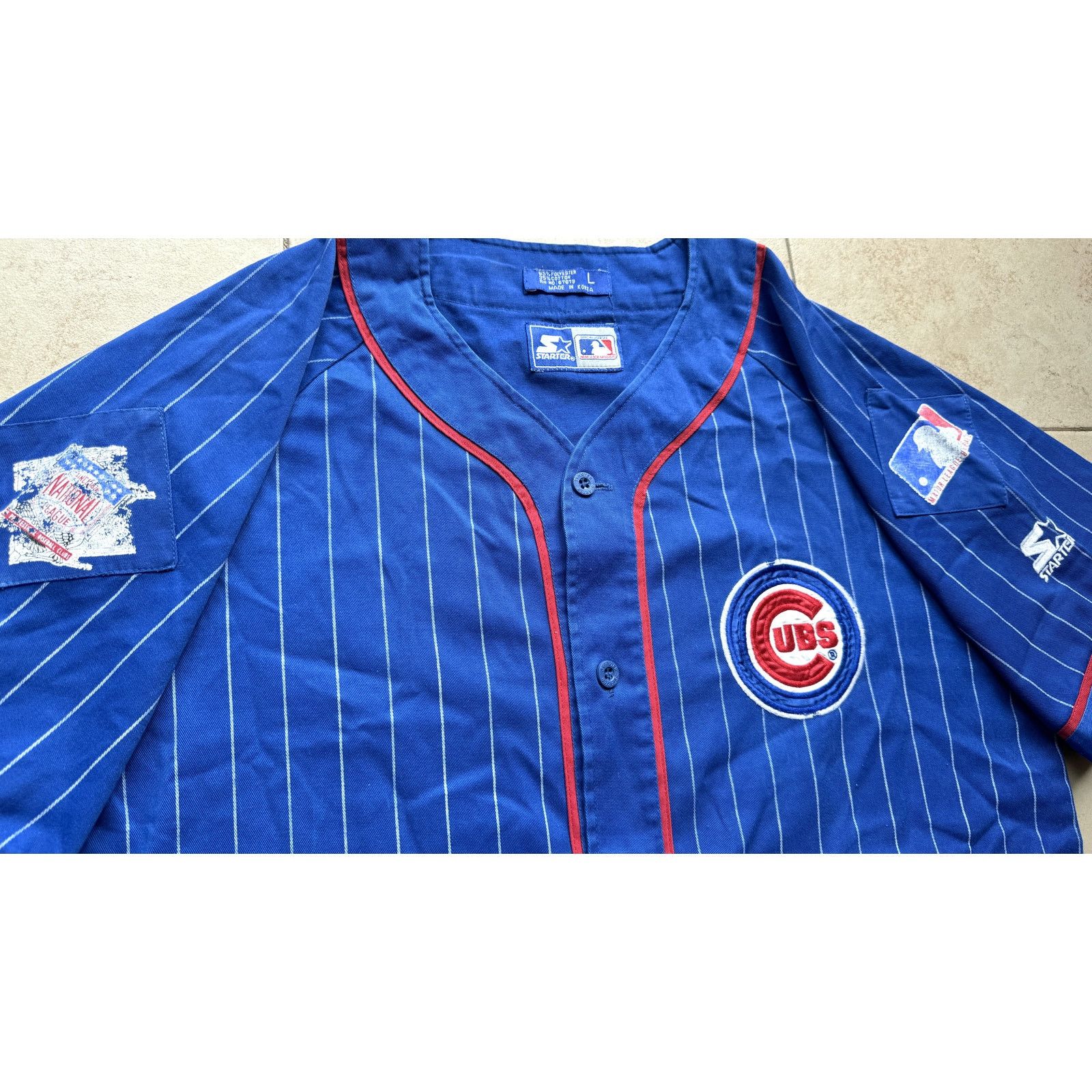 Chicago Cubs 90s STARTER jersey PINSTRIPE baseball vintage