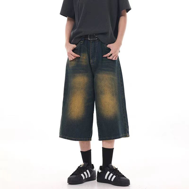 Japanese Brand × Vintage Washed vintage tube casual wide leg denim shorts Size US 34 / EU 50 - 6 Thumbnail