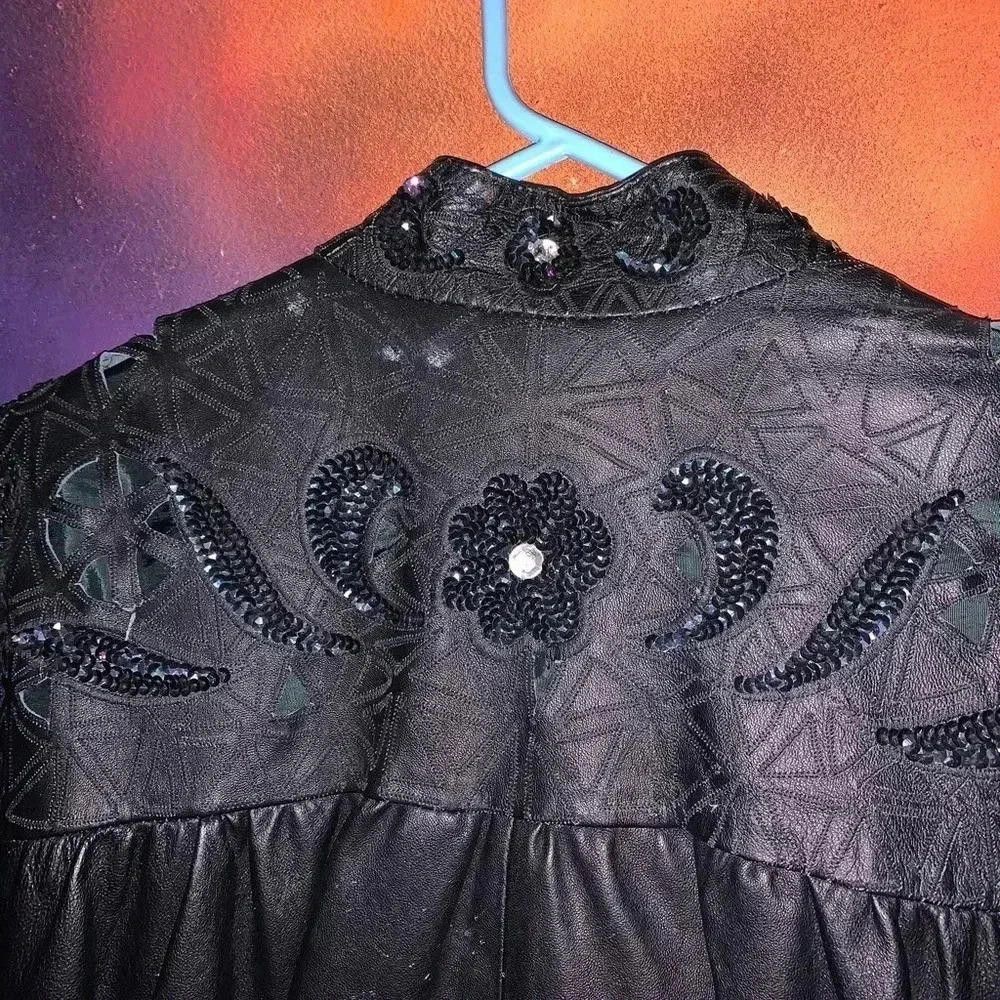 Designer Vintage leather jacket with sequin detail Size M / US 6-8 / IT 42-44 - 9 Thumbnail