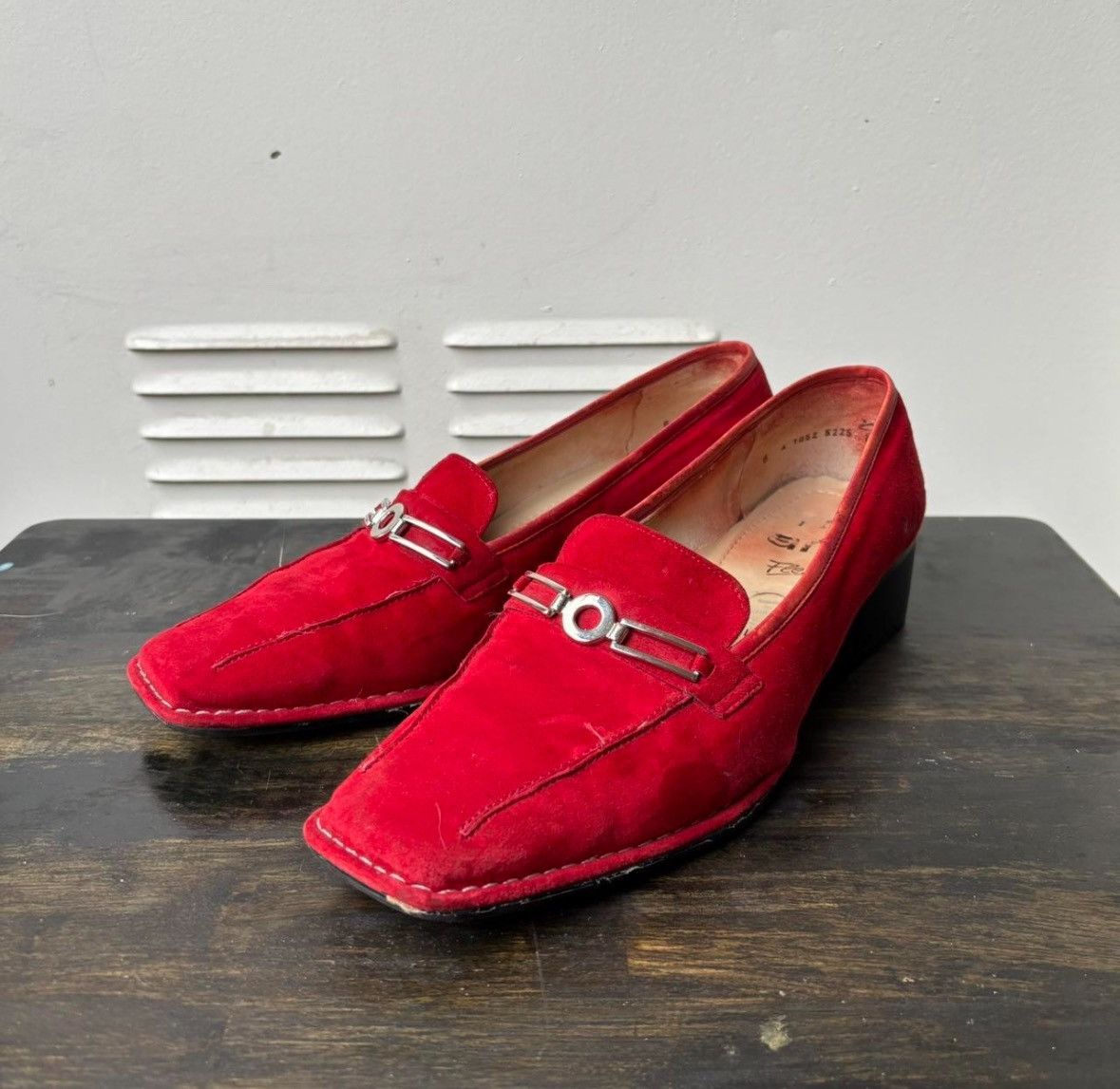 Vintage TRU VTG 70s RED SUEDE LOAFERS Size US 7.5 / IT 37.5 - 3 Thumbnail