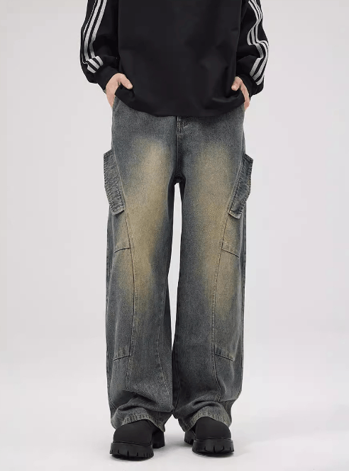 Japanese Brand × Jean Vintage distressed washed loose straight baggy jeans Size US 32 / EU 48 - 1 Thumbnail