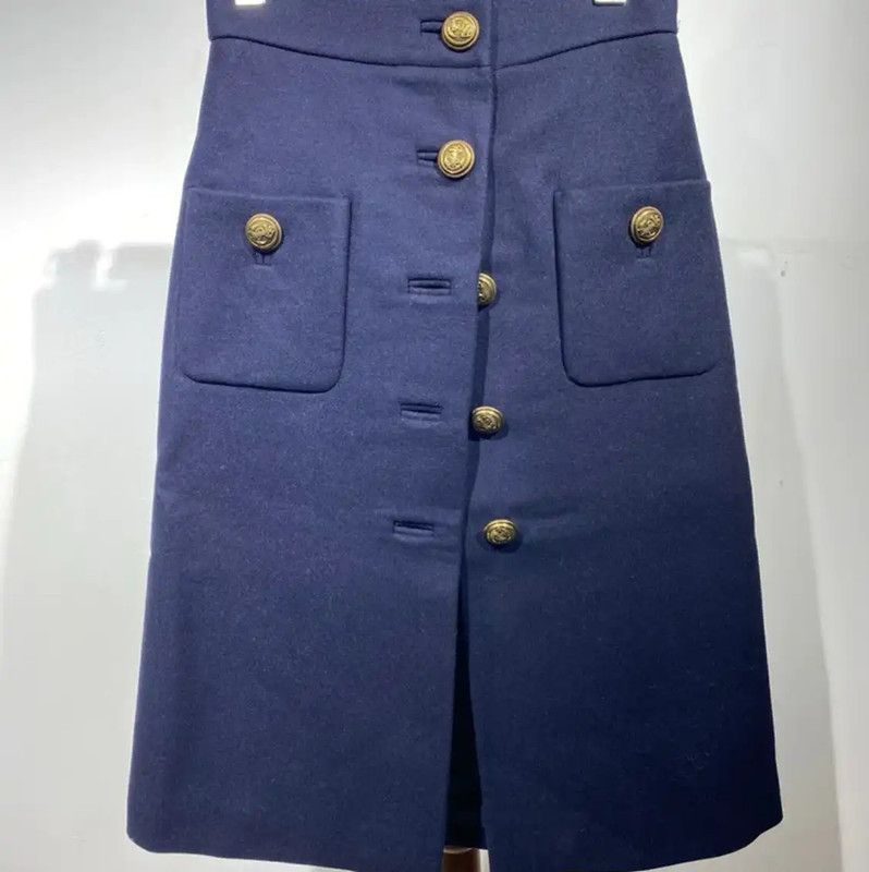 Miu Miu Miu Miu Blue Wool Short Skirt for Women 0089 Size 23" - 1 Thumbnail