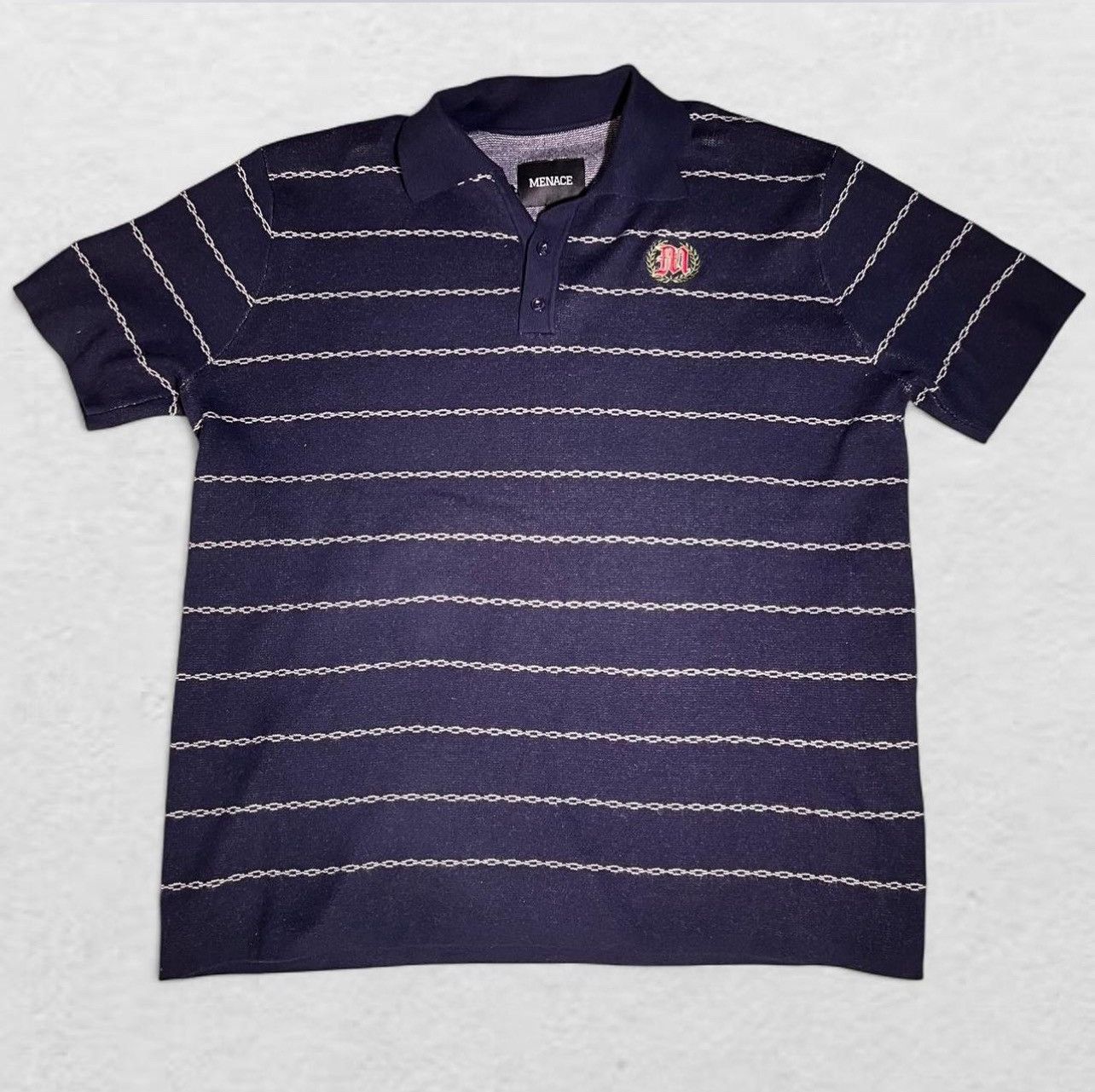 Menace Navy and white striped Menace polo shirt. NEVER WORN Size US L / EU 52-54 / 3 - 1 Thumbnail