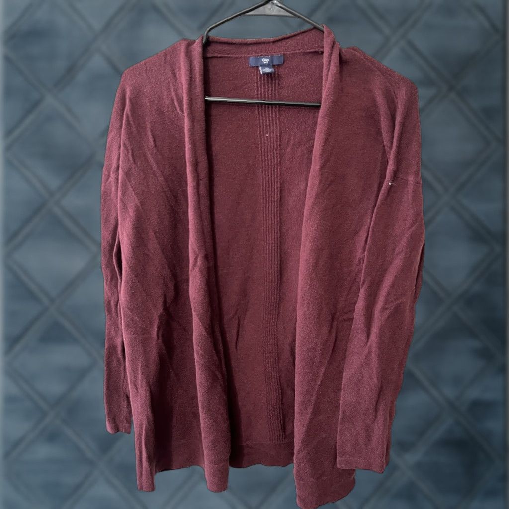 Gap VINTAGE Gap Cardigan Shirt Women Small Burgundy Open Front 90s Retro Knit Sweater Womens Size S / US 4 / IT 40 - 1 Thumbnail