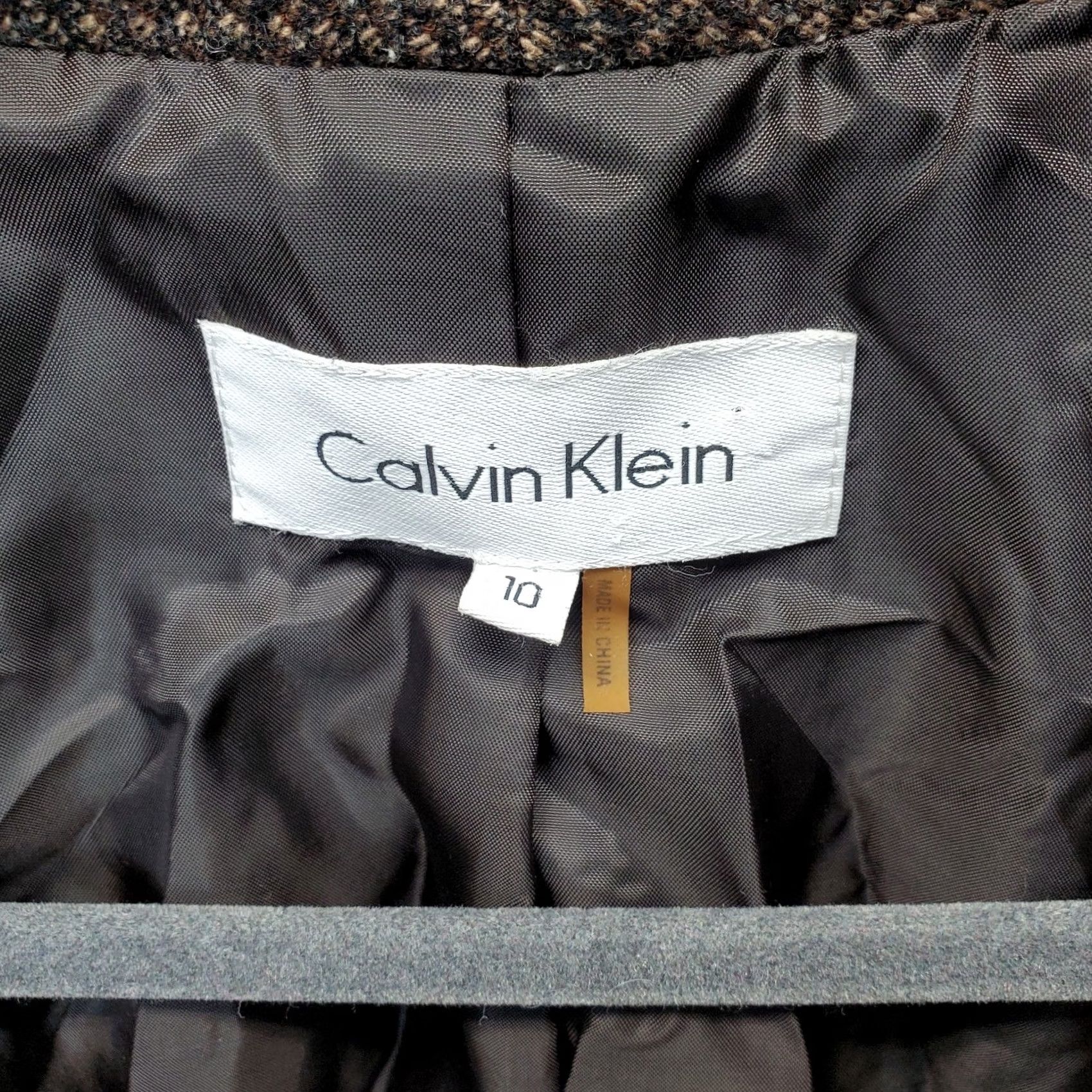 Calvin Klein Calvin Klein Blazer Womens Size 10 Brown Tweed Wool Textured Double Breasted Jacket Size L / US 10 / IT 46 - 7 Thumbnail