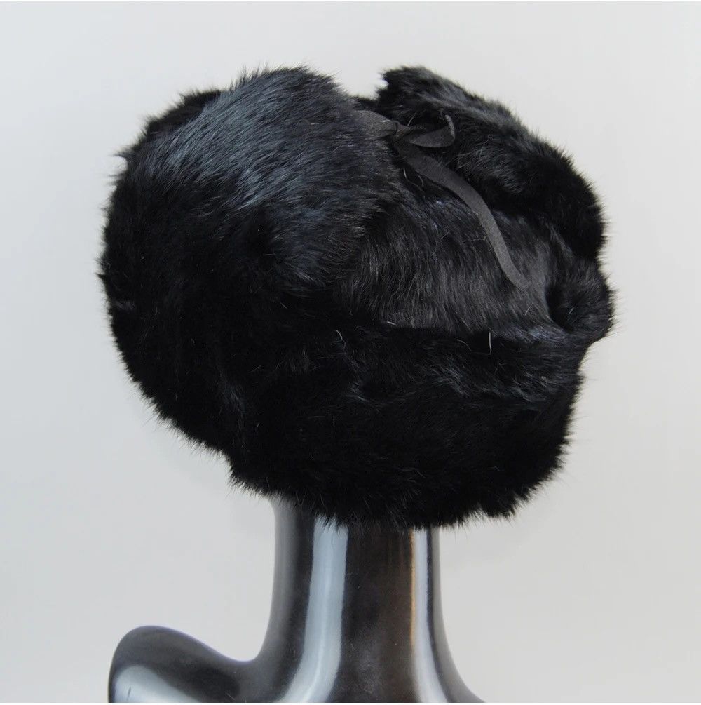 Other Warm Natural Rabbit Fur Bomber Hat With Earflaps Size ONE SIZE - 4 Thumbnail