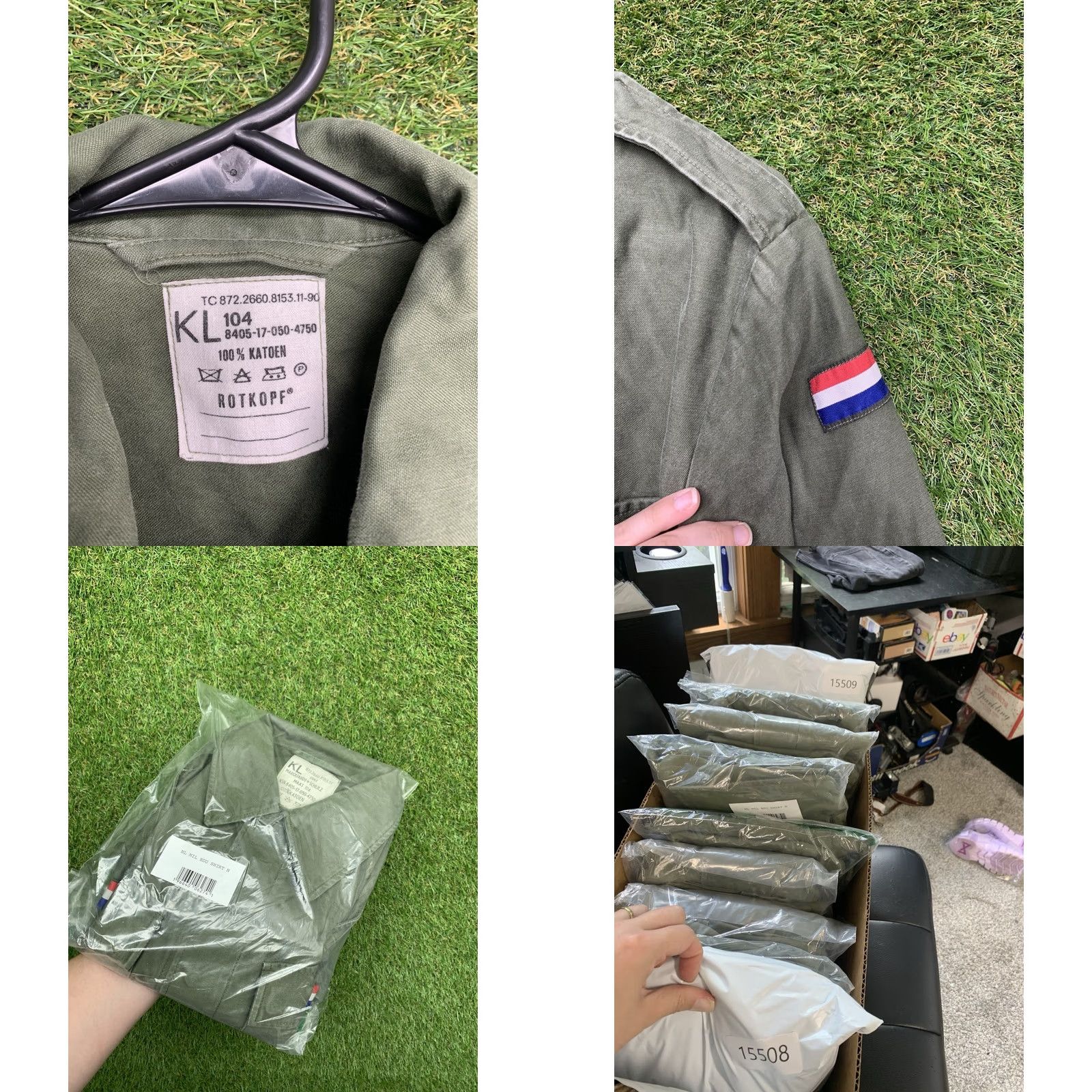 Vintage VINTAGE Rotkopf Netherlands Army Shirt Mens Large 104 Green Flag Canvas Jacket/Military Style Size US L / EU 52-54 / 3 - 8 Thumbnail