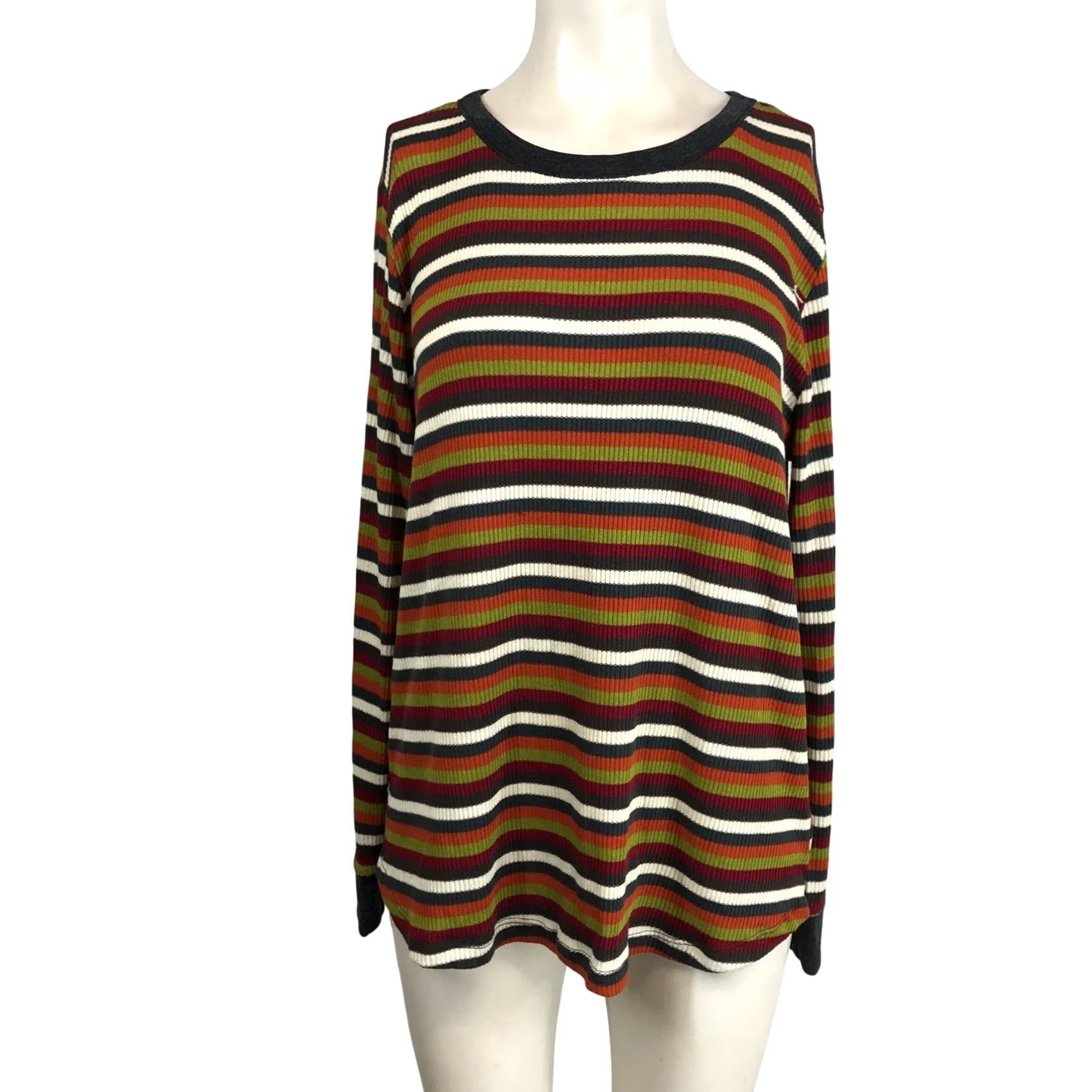 Vintage Staccato Striped Long Sleeve Crew Neck Shirt L Women's Orange Vintage? Size L / US 10 / IT 46 - 2 Thumbnail