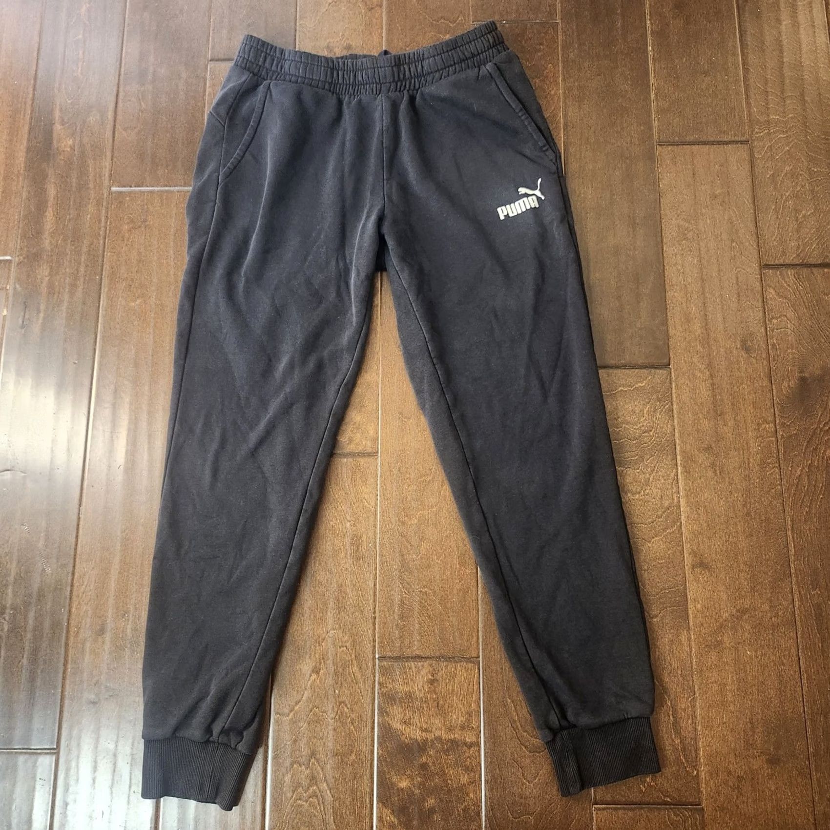 Puma PUMA Jogger Sweatpants Mens Medium Black Logo Athletic Fleece Pants Size US 31 - 2 Thumbnail
