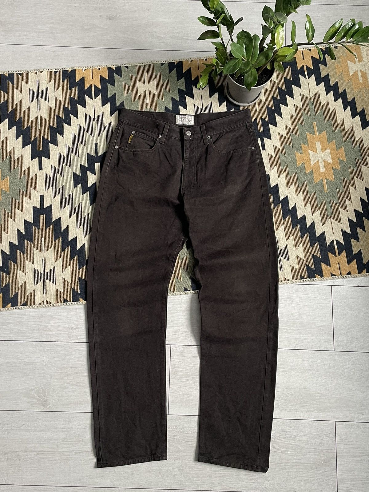 Armani Vintage Armani Metal Logo Brown Denim Pants Size US 36 / EU 52 - 7 Thumbnail