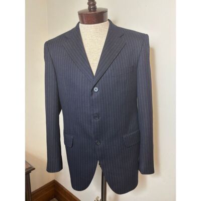 Coppley Designer Men's Pinstripe 2-pc Suit Coppley Navy Business For Size 38R - 3 Thumbnail