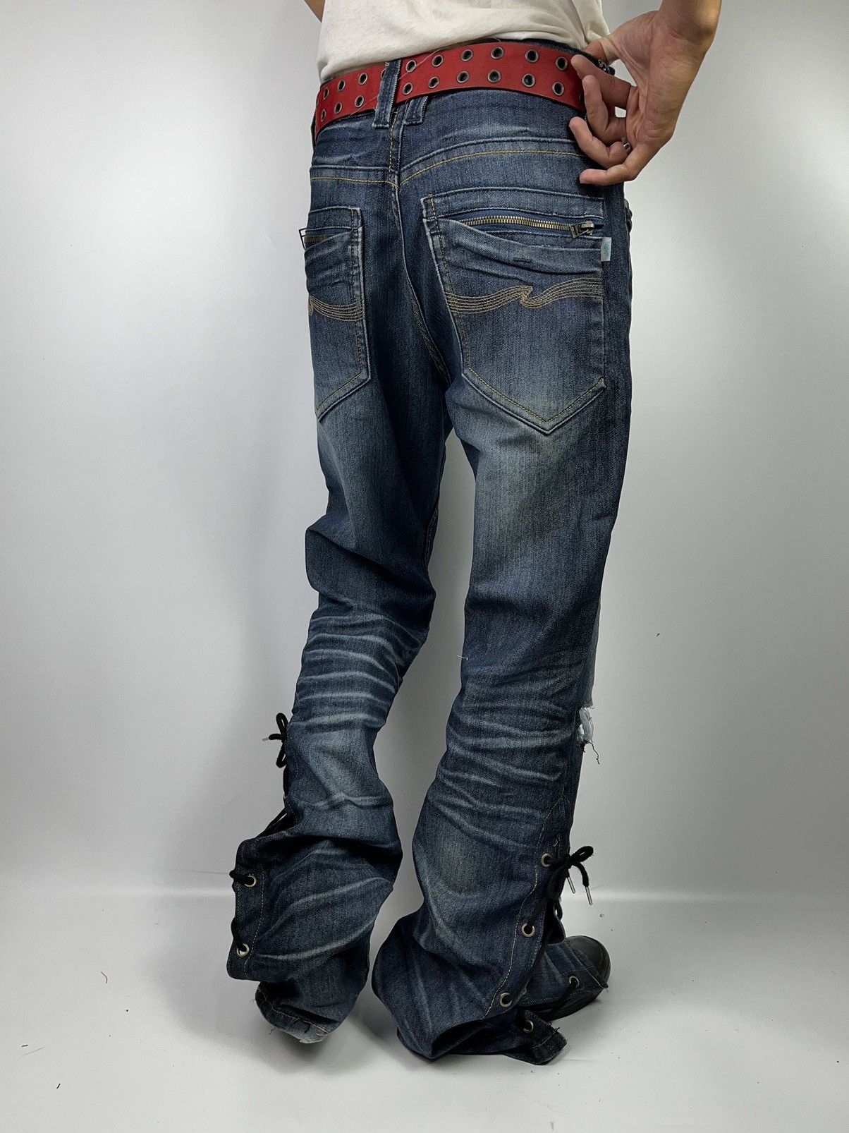 If Six Was Nine × Japanese Brand × Le Grande Bleu (L.G.B.) lace up gaudi homme mudwash pant ifsixwasnine vkei style Size US 31 - 2 Thumbnail