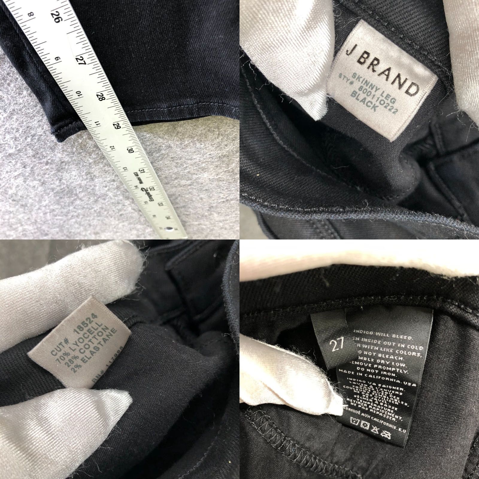 J Brand J Brand Skinny Leg Jeans Womens 27 Black Stretch Lyocell Blend Low Rise Denim 5-Pocket Mens Womens Girls Boys Size 27" / US 4 / IT 40 - 8 Thumbnail