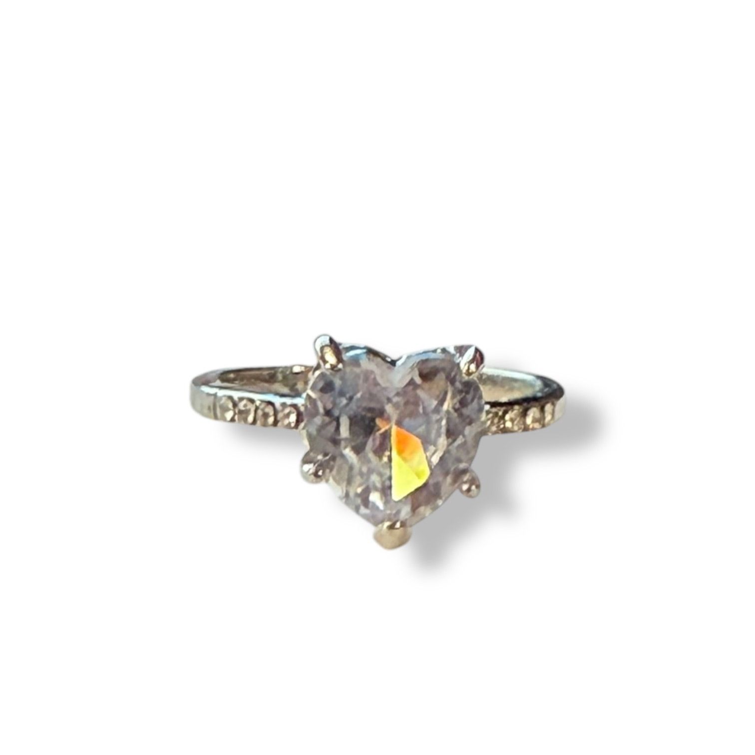 Other Diamond Heart CZ Solitaire Engagement Wedding Silver Ring 7 Size ONE SIZE - 2 Thumbnail