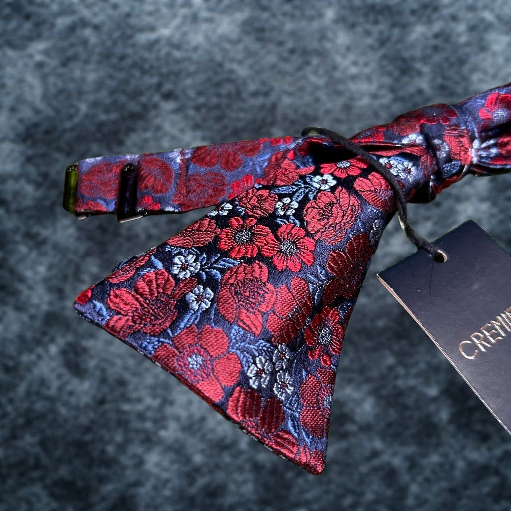 Cremieux Cremieux Bow Tie Floral Red Blue Adjustable Necktie Mens New NWT Silk Blend Formal Occasion Bow Tie Size ONE SIZE - 1 Thumbnail
