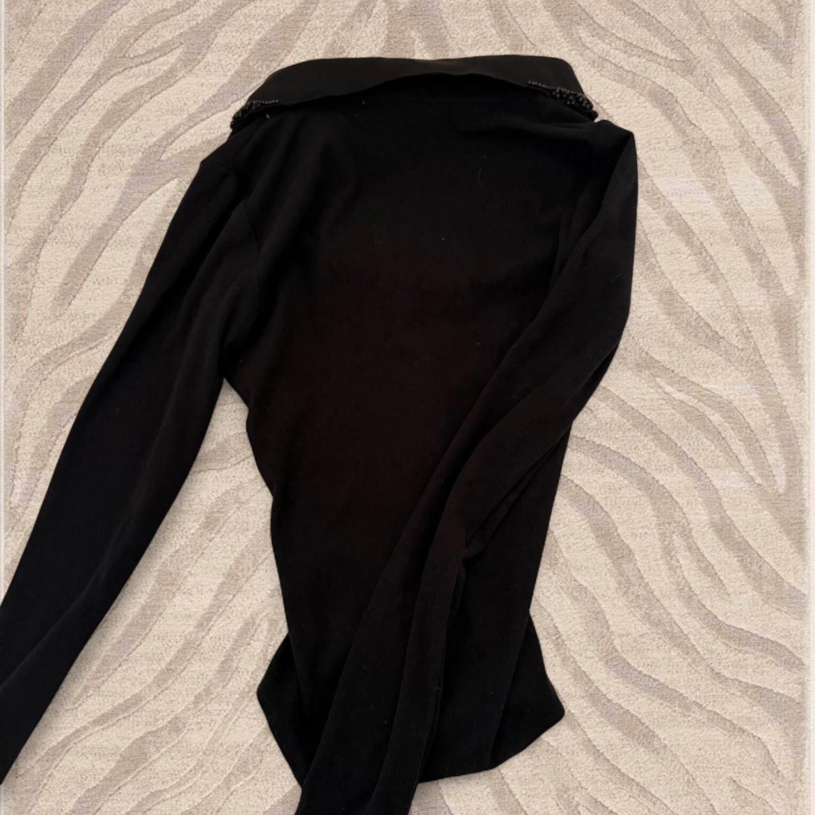 Francesco Smalto Francesca’s Black bodysuit with beaded collar Size ONE SIZE - 7 Thumbnail