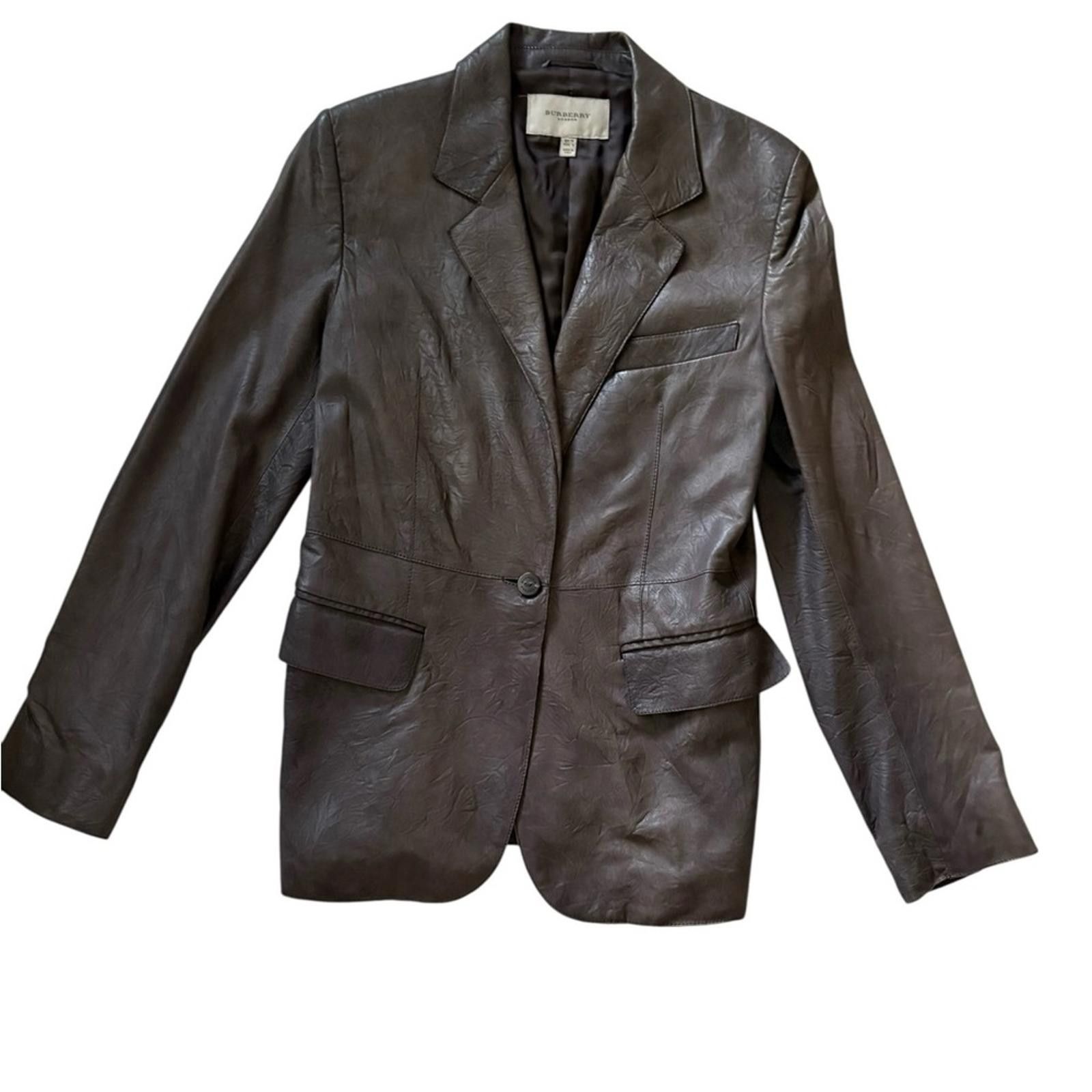 Burberry Burberry London Made in Italy Brown Leather Blazer Size 8 Size M / US 6-8 / IT 42-44 - 1 Thumbnail