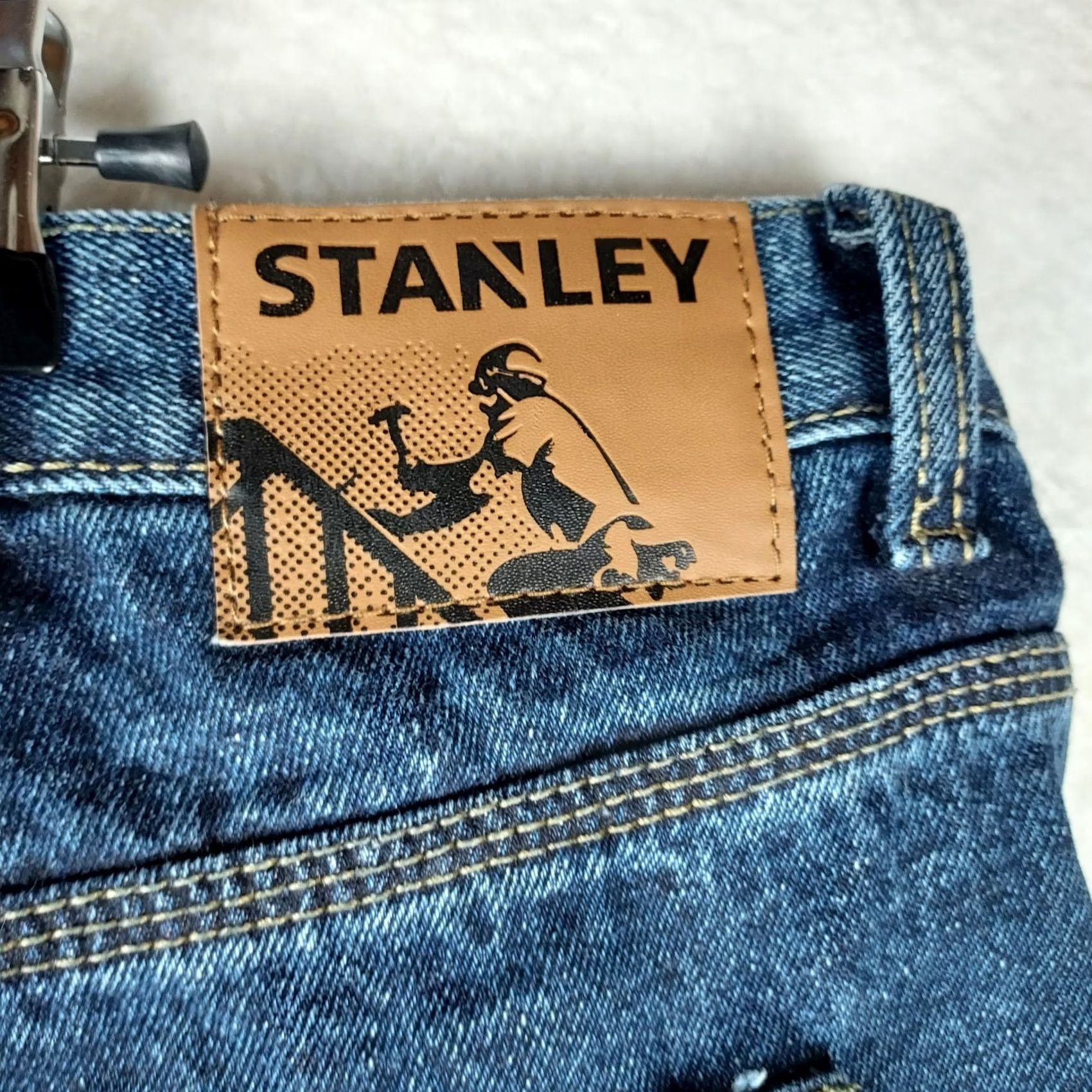 Vintage Mens Stanley Carpenter Jeans 42x30 Blue Denim Flannel Lined Workwear Pants Size US 42 / EU 58 - 3 Thumbnail