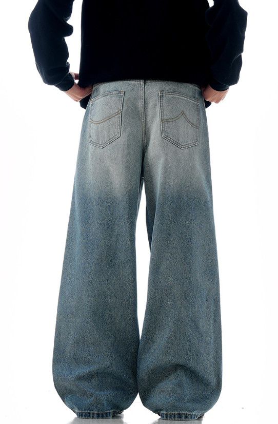 Vintage American retro washed blue straight leg jeans for men Size US 32 / EU 48 - 4 Thumbnail
