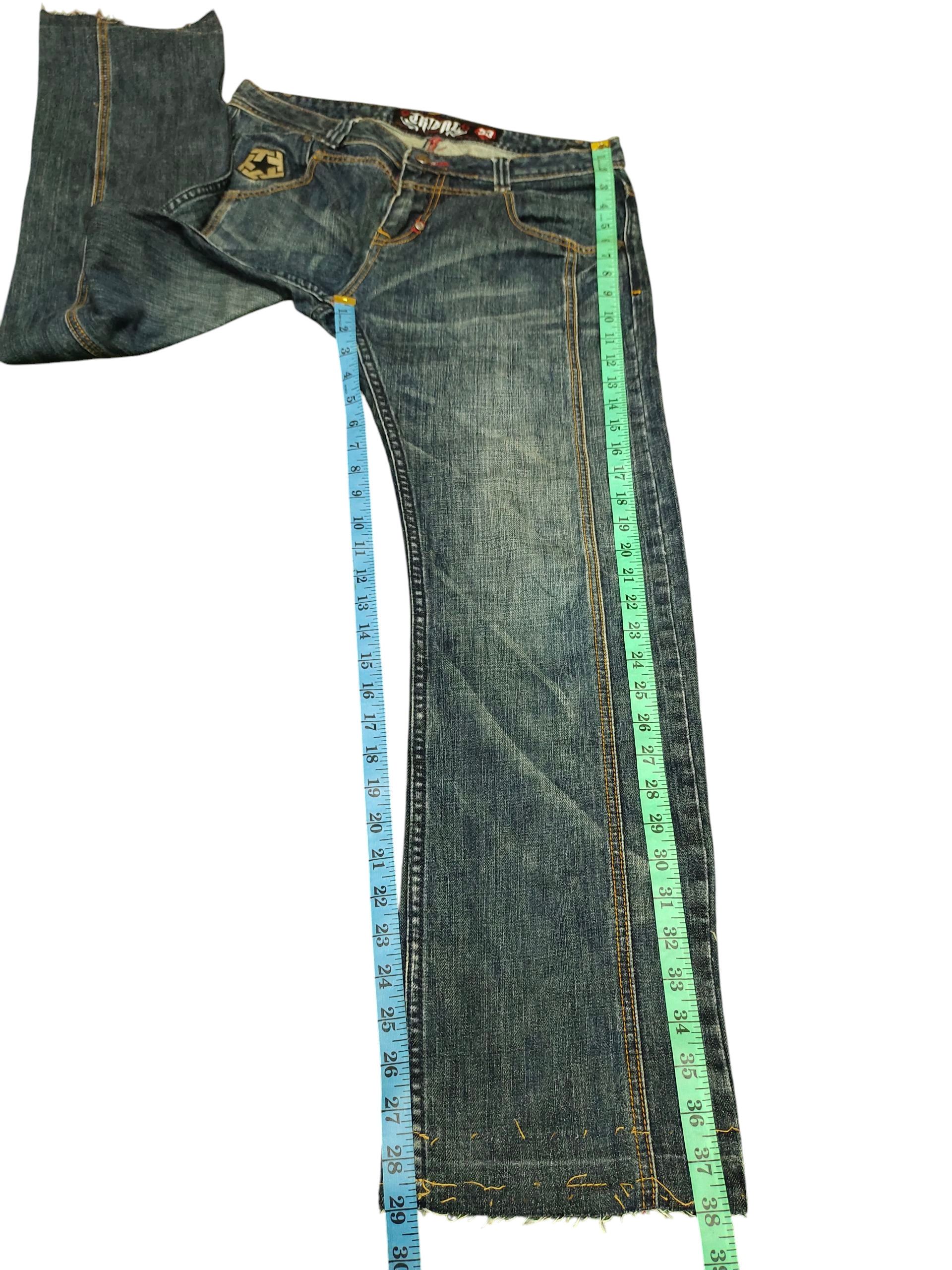 Tribal Streetwear 2000s Tribal Streetwear Embroidered Logo Pocket Denim Jeans Size US 33 - 15 Thumbnail