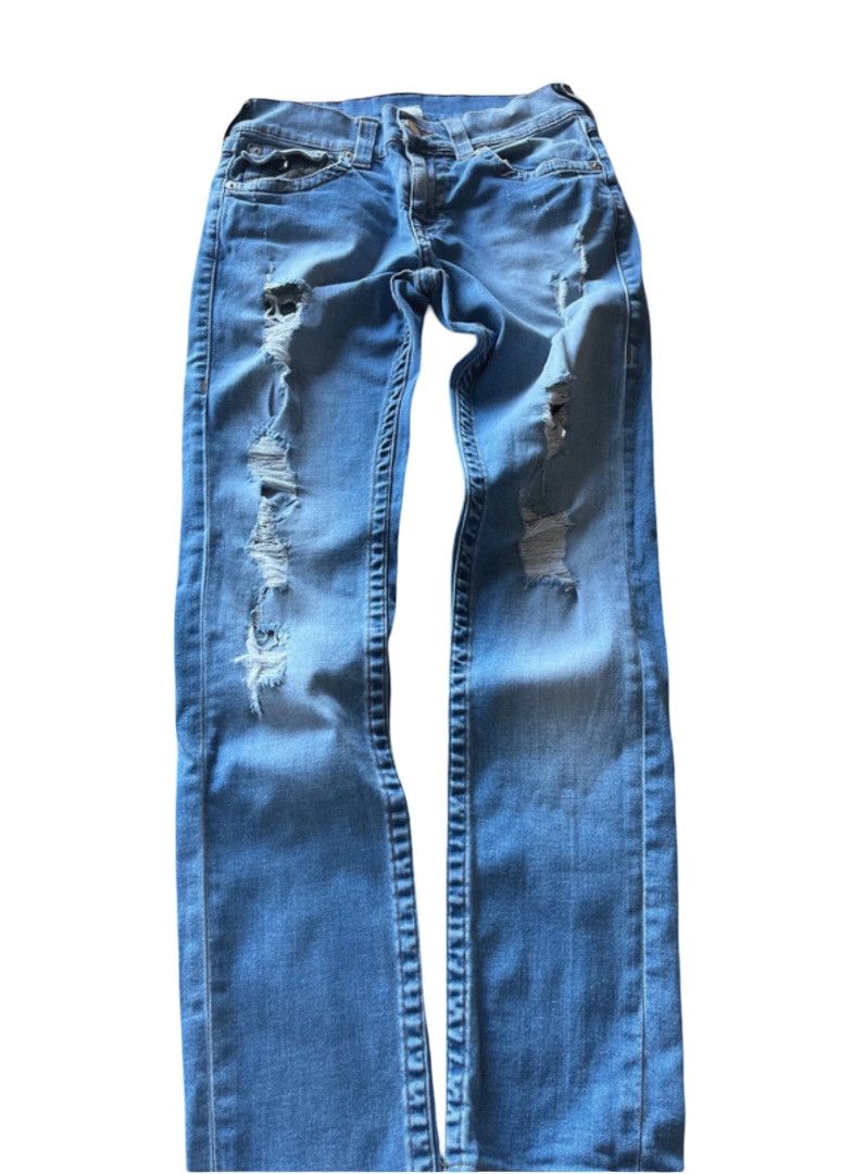True Religion True Religion Distressed Skinny Jeans – W29 L30 – Blue Wash Size US 29 - 1 Thumbnail