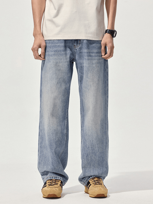 Japanese Brand × Jean American retro loose straight light blue distressed jeans Size US 32 / EU 48 - 1 Thumbnail