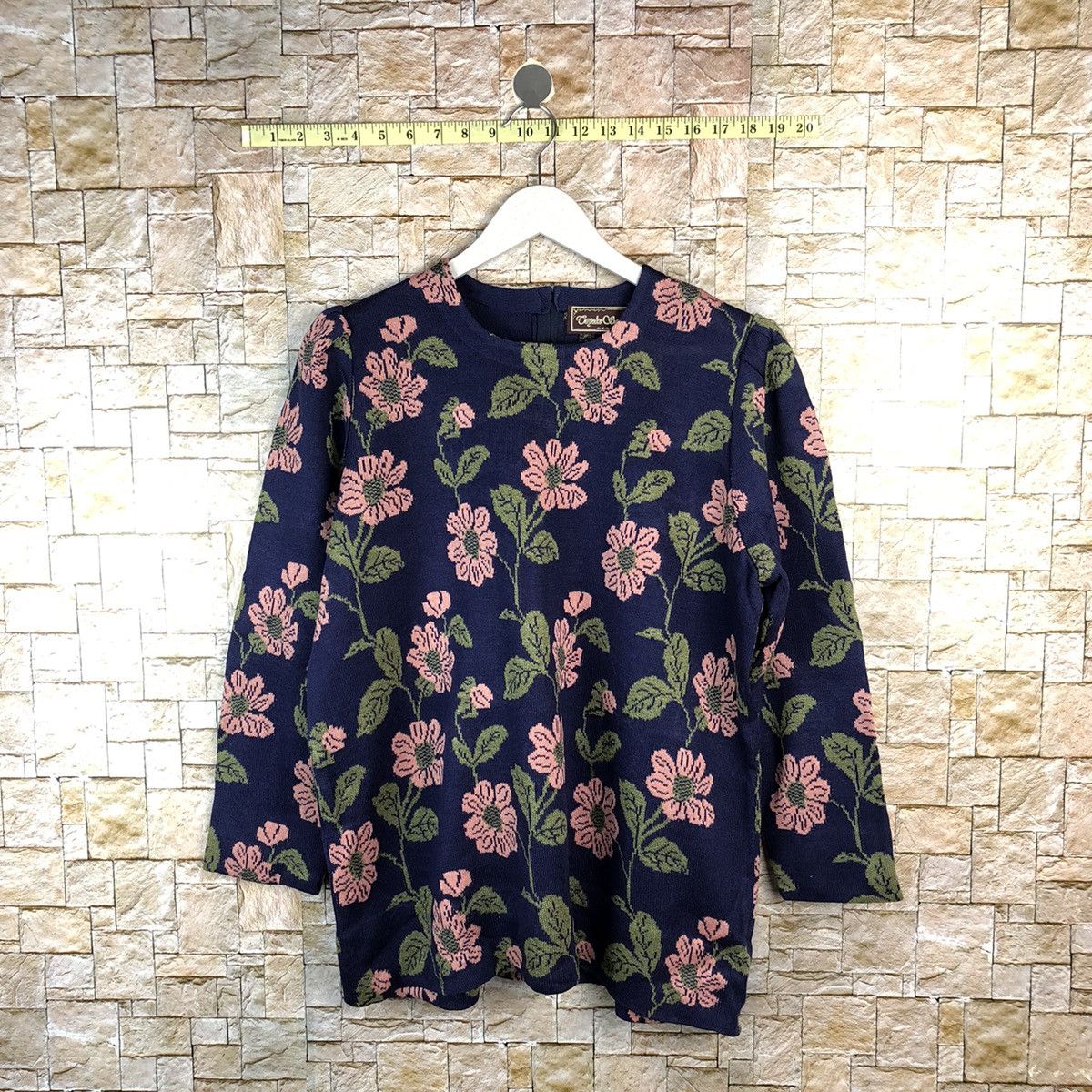 Homespun Knitwear × Japanese Brand × Vintage Coyoko Saito vintage flower Blue Knitwear #A1226 Size M / US 6-8 / IT 42-44 - 1 Thumbnail