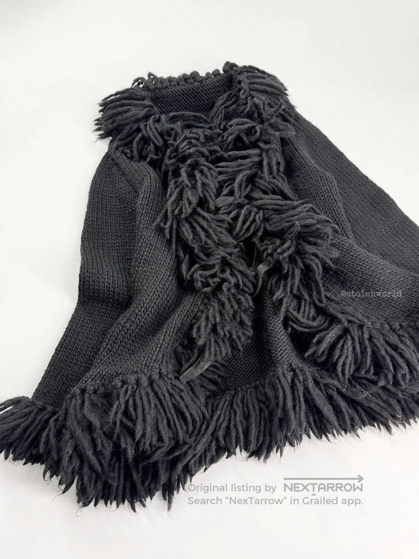 Y's black woolen knitted cardigan with fringe. Size S / US 4 / IT 40 - 2 Thumbnail