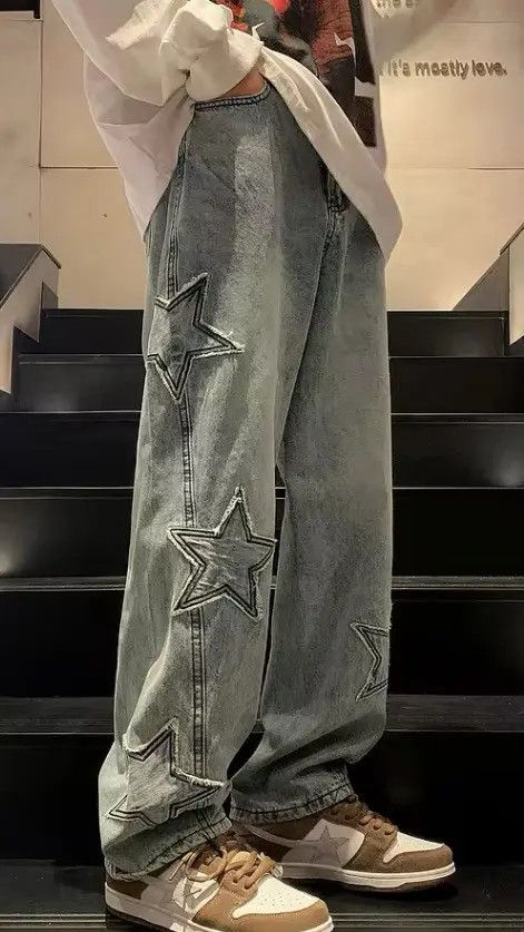 Japanese Brand Tomomi x Keito Star Embroidery Straight Casual Men Jeans Size US 29 - 3 Thumbnail