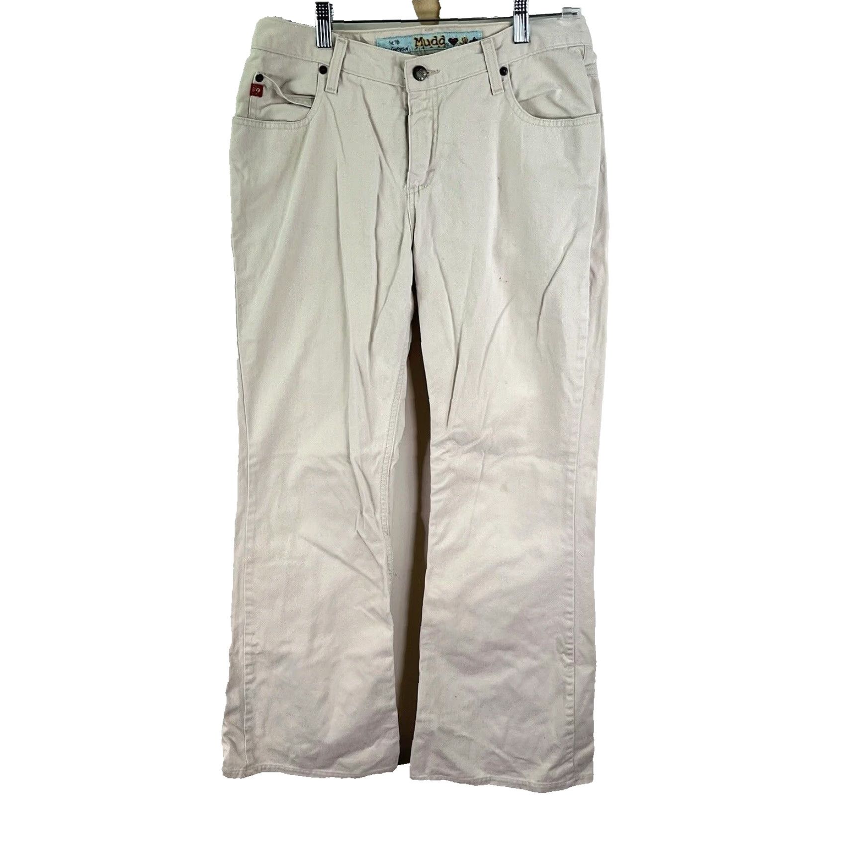 Denime Mudd Jeans Flare Leg Denim 5-Pocket Beige Size 32x30 Womens Vintage 90s Flop Pocket High Rise Beige 32x30 Womens Jeans Size 32" / US 10 / IT 46 - 2 Thumbnail
