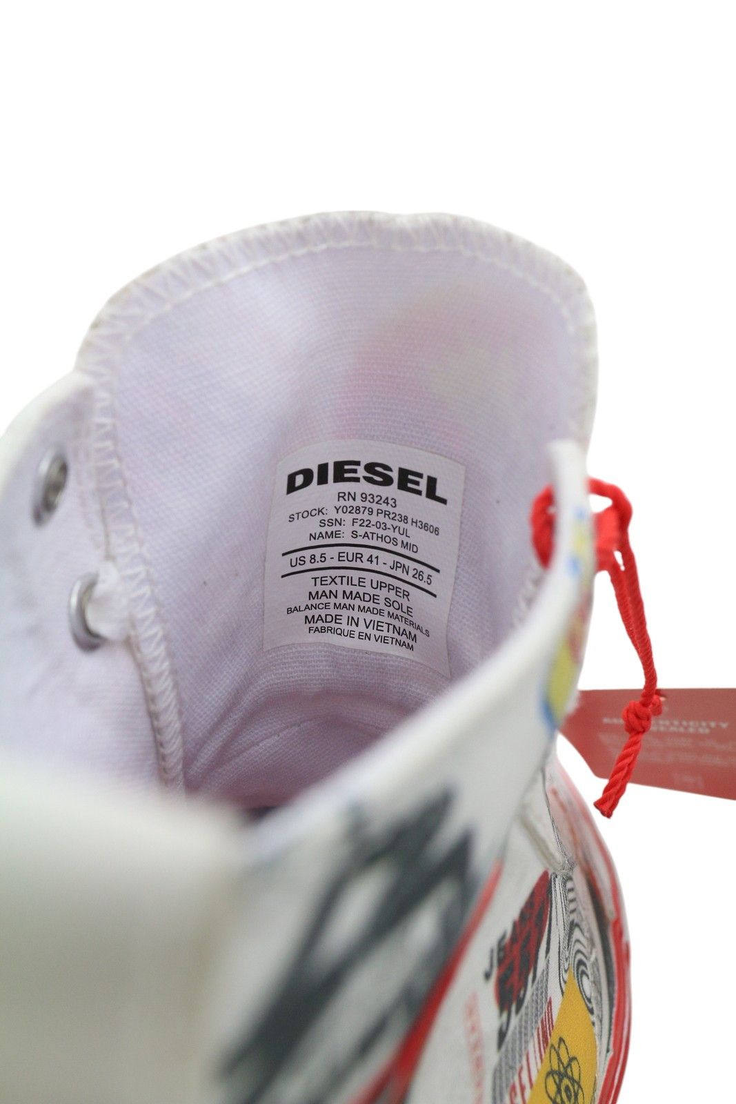 Diesel S-ATHOS MID EU41 Patterned High Top Laced Almond Toe 40850 Size US 8.5 / EU 41-42 - 11 Thumbnail