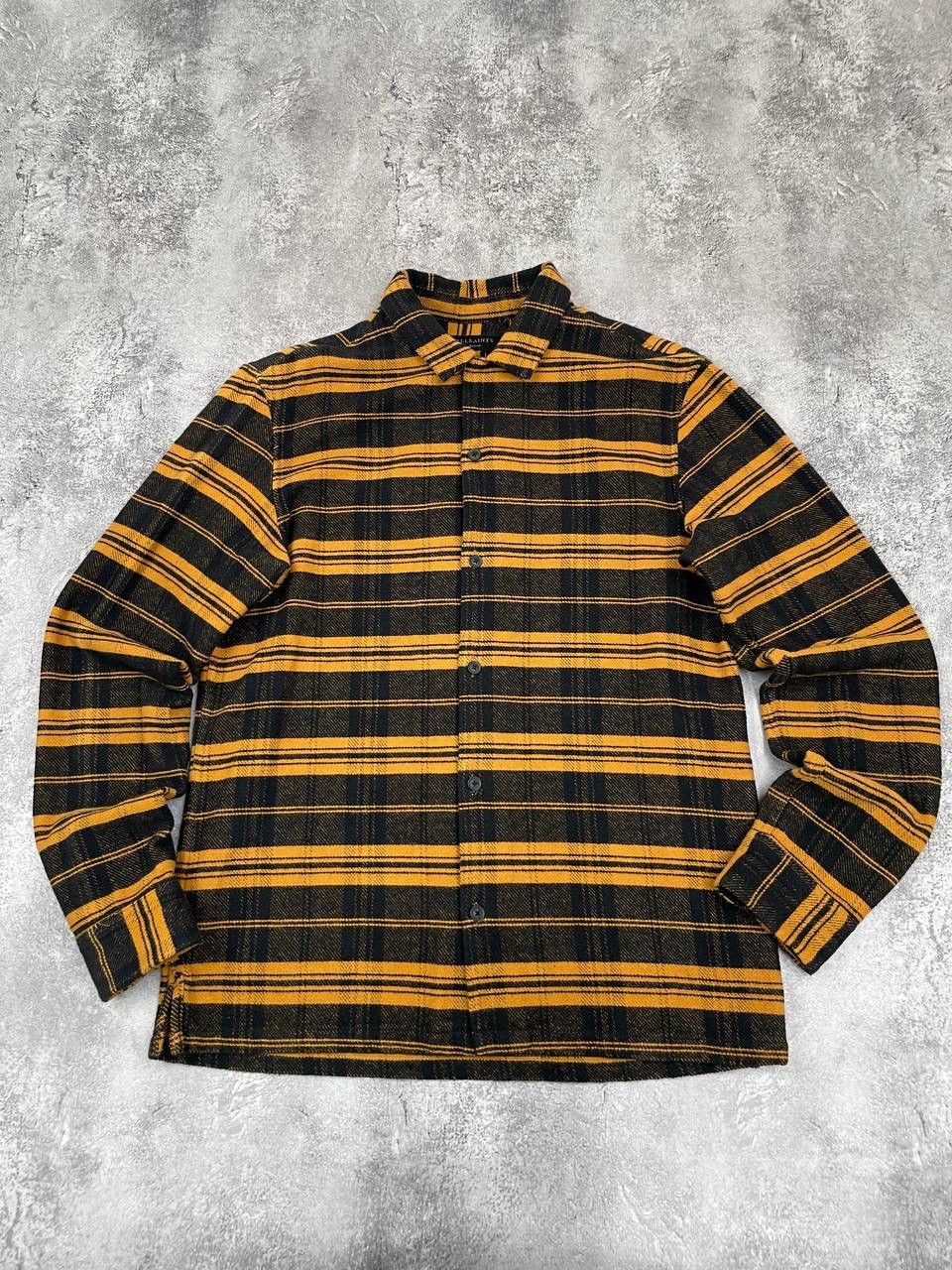 Allsaints AllSaints Men Shirt Black Yellow Check Flannel Long Sleeve Size US M / EU 48-50 / 2 - 1 Thumbnail