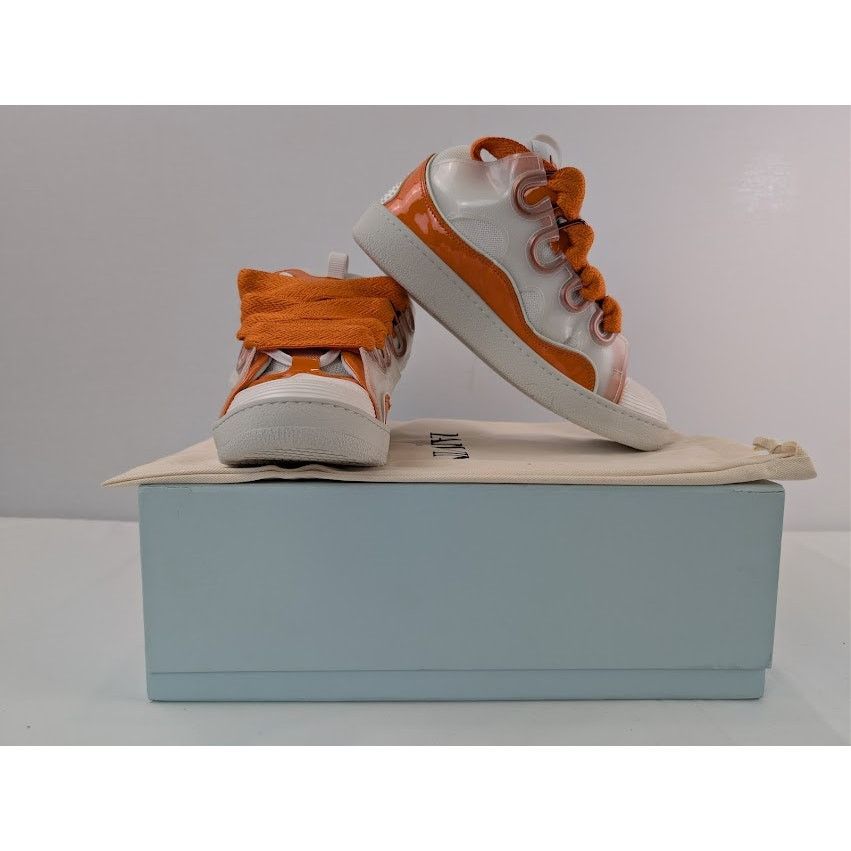 Lanvin o1rshd1 Leather Curb Low-Top Sneaker in Orange / White Size US 9 / EU 42 - 18 Thumbnail
