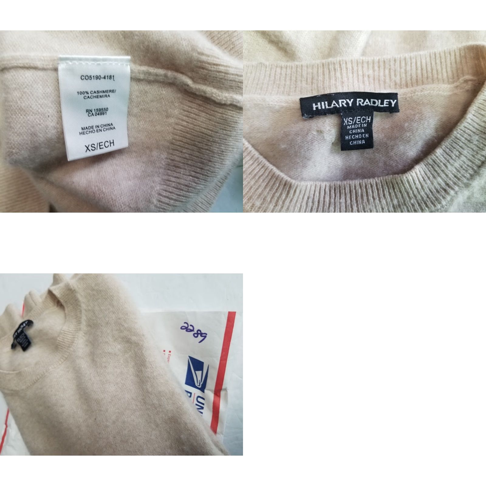 Vintage Hilary Radley Womens Sweater Beige Long Sleeve Crew Neck Cashmere Pullover XS Size XS / US 0-2 / IT 36-38 - 8 Thumbnail