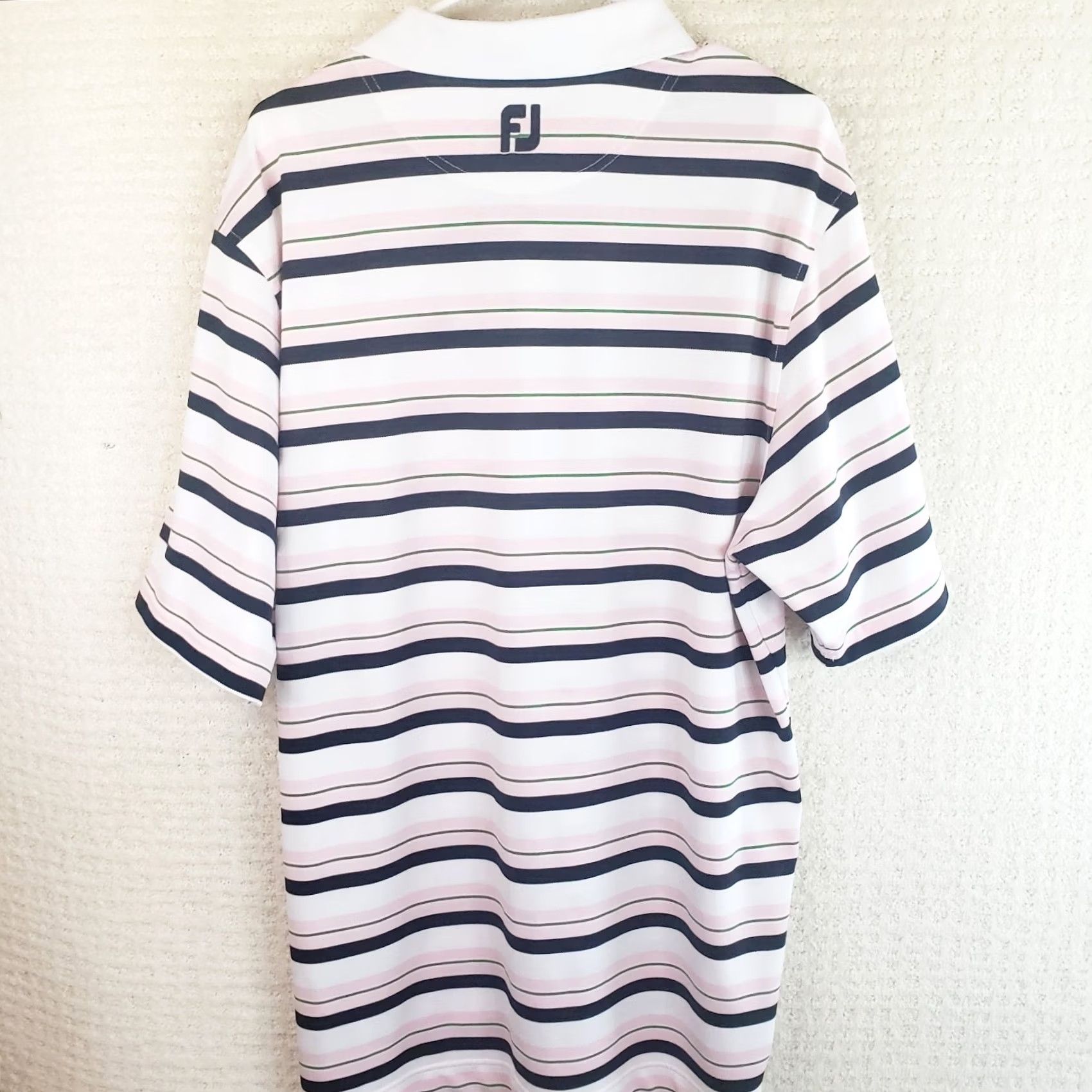 Footjoy FootJoy Polo Shirt Mens L Multicolor Striped Short Sleeve Collared Logo Golf Casual Preppy Athletic Fit Indoor/Outdoor Seasonal Size US L / EU 52-54 / 3 - 7 Thumbnail