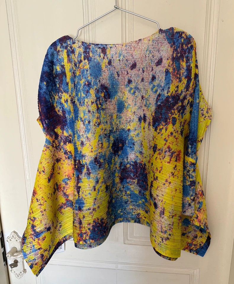 Issey Miyake Issey Miyake size:3 Yellow and blue starry sky pleated lon Size S / US 4 / IT 40 - 3 Thumbnail