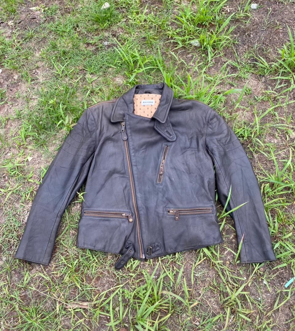 Genuine Leather 90s🔥 Massimo Double Collar Leather Jacket Punk Style Size US S / EU 44-46 / 1 - 3 Thumbnail