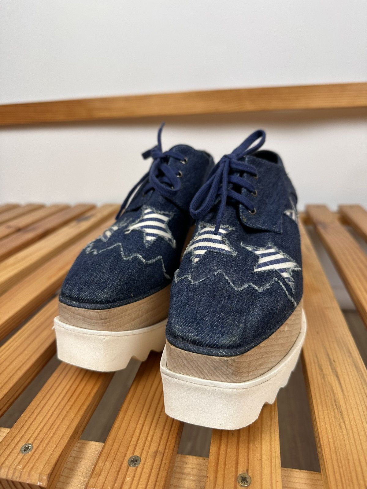 Stella McCartney Stella McCartney Blue Denim Elyse Platform Derby Sneakers Size US 5.5 / IT 35.5 - 4 Thumbnail