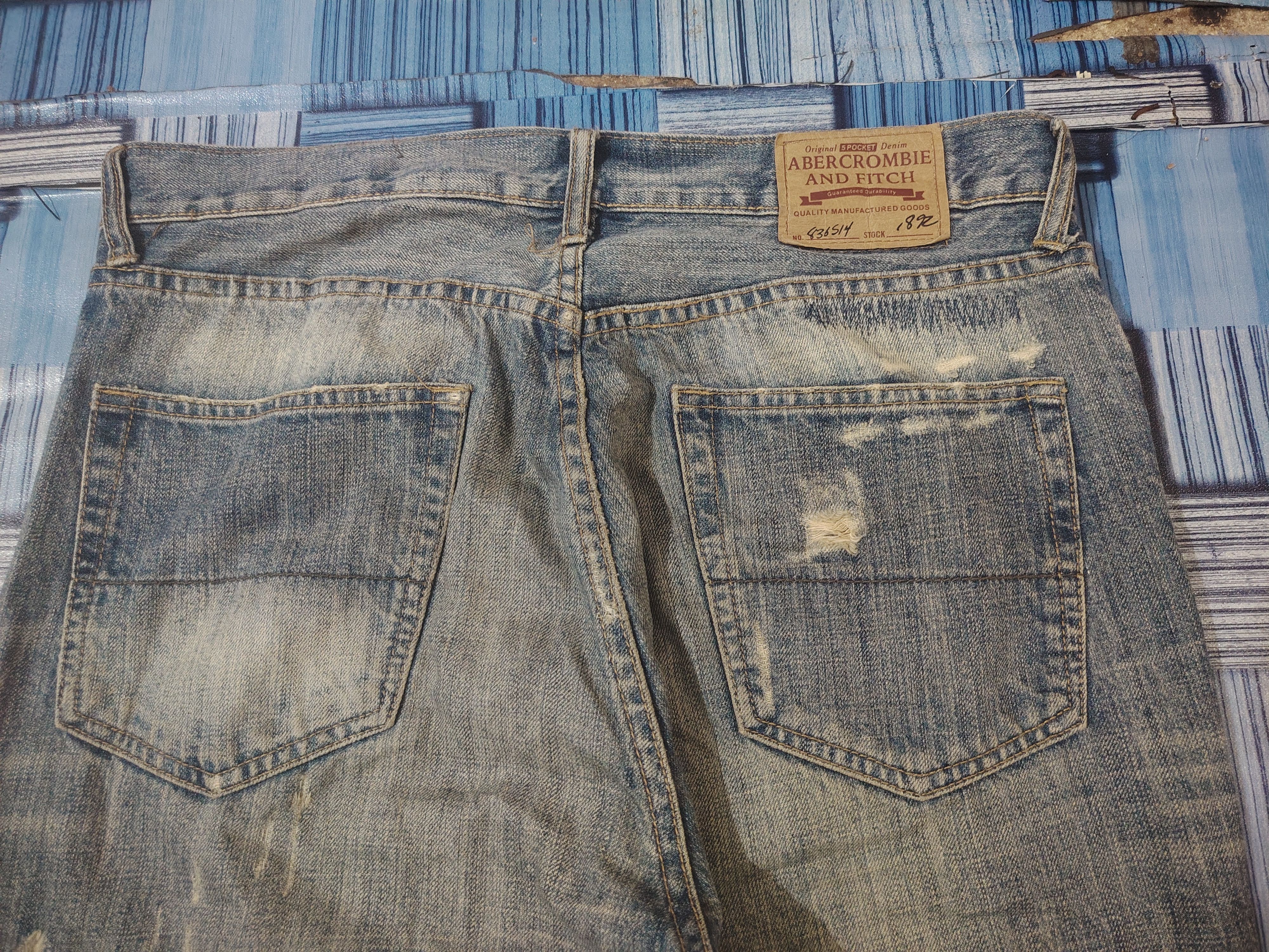 Abercrombie & Fitch Japanese A&F Baggy Flared Jeans Distressed Denim Size US 35 - 18 Thumbnail