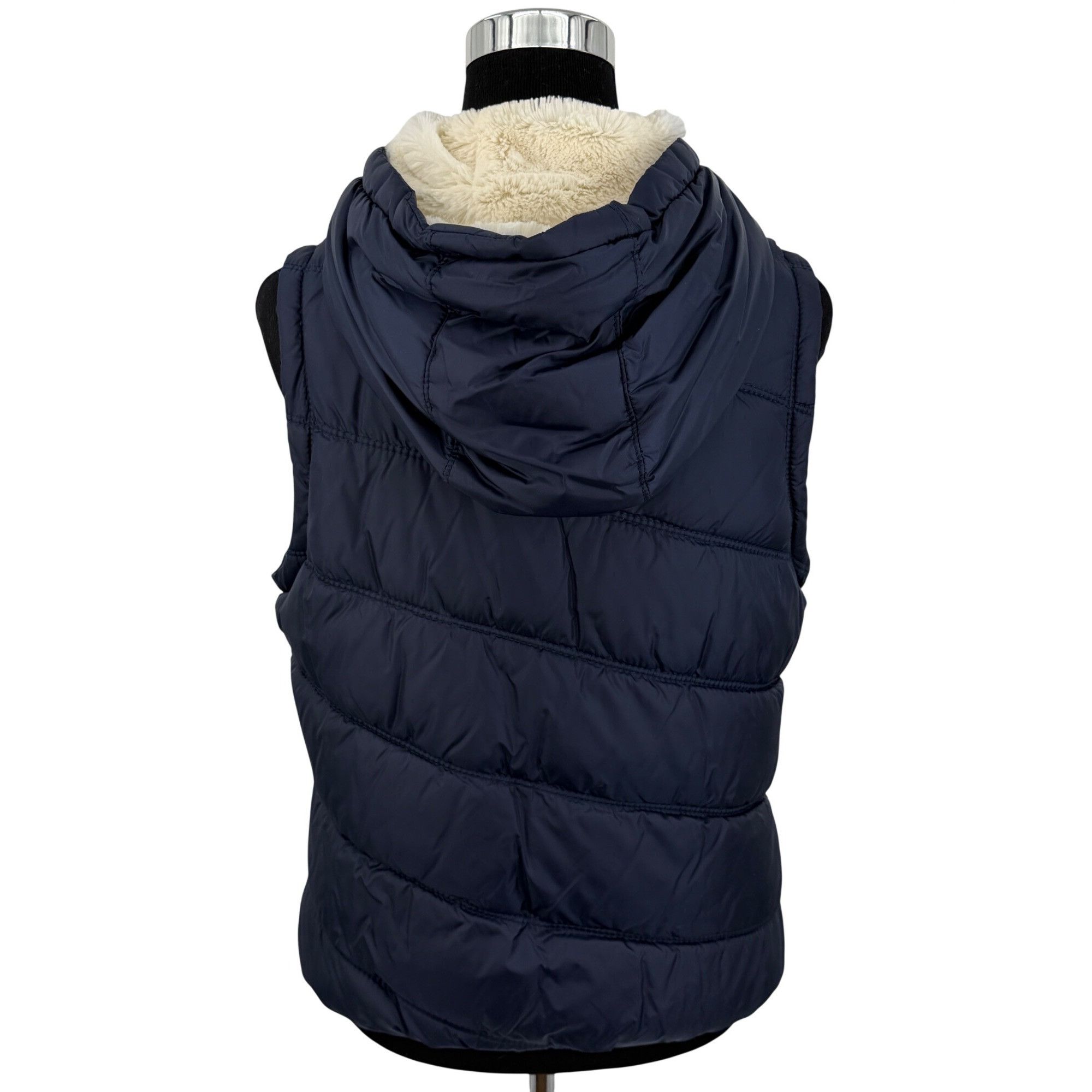 American Eagle Outfitters VTG American Eagle Blue Faux Fur Lined Hooded Vest | Y2K Ind Size L / US 10 / IT 46 - 8 Thumbnail