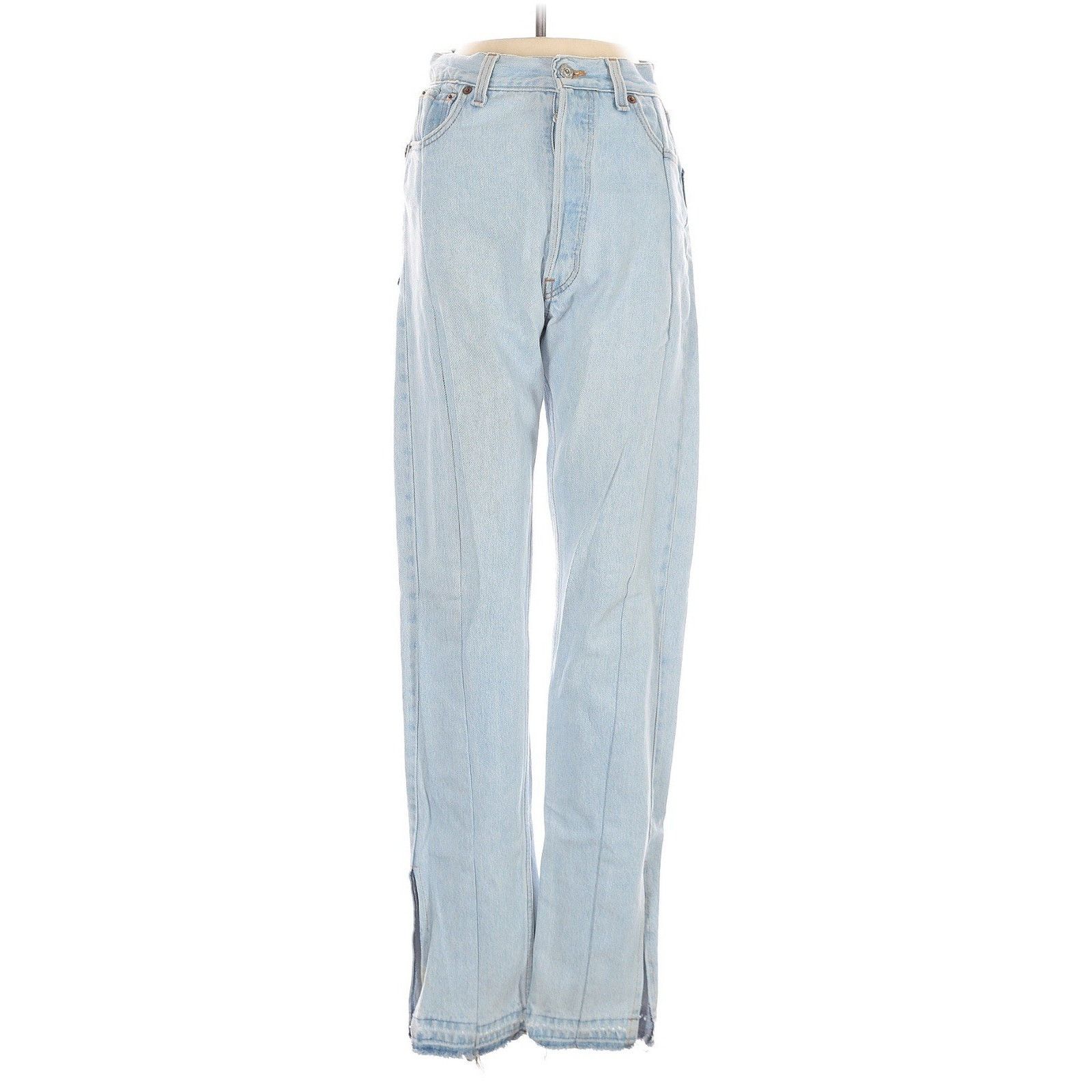 EB Denim Eb Denim Upcycled Unraveled Split Hem Straight Leg High Rise Size 24" / US 00 / IT 34 - 2 Thumbnail