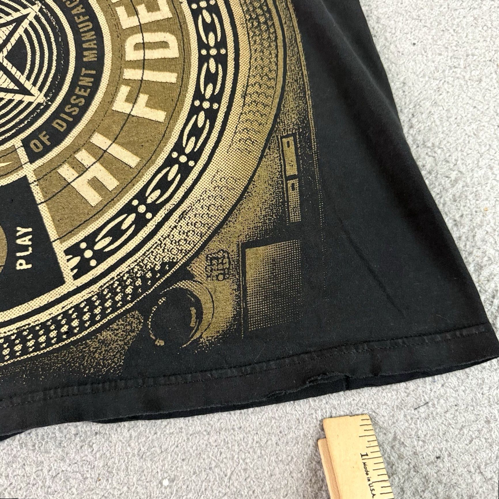 Obey OBEY T Shirt Adult Large Black Turntable Records Hi Fidelity AOP Streetwear Rare Size US L / EU 52-54 / 3 - 7 Thumbnail