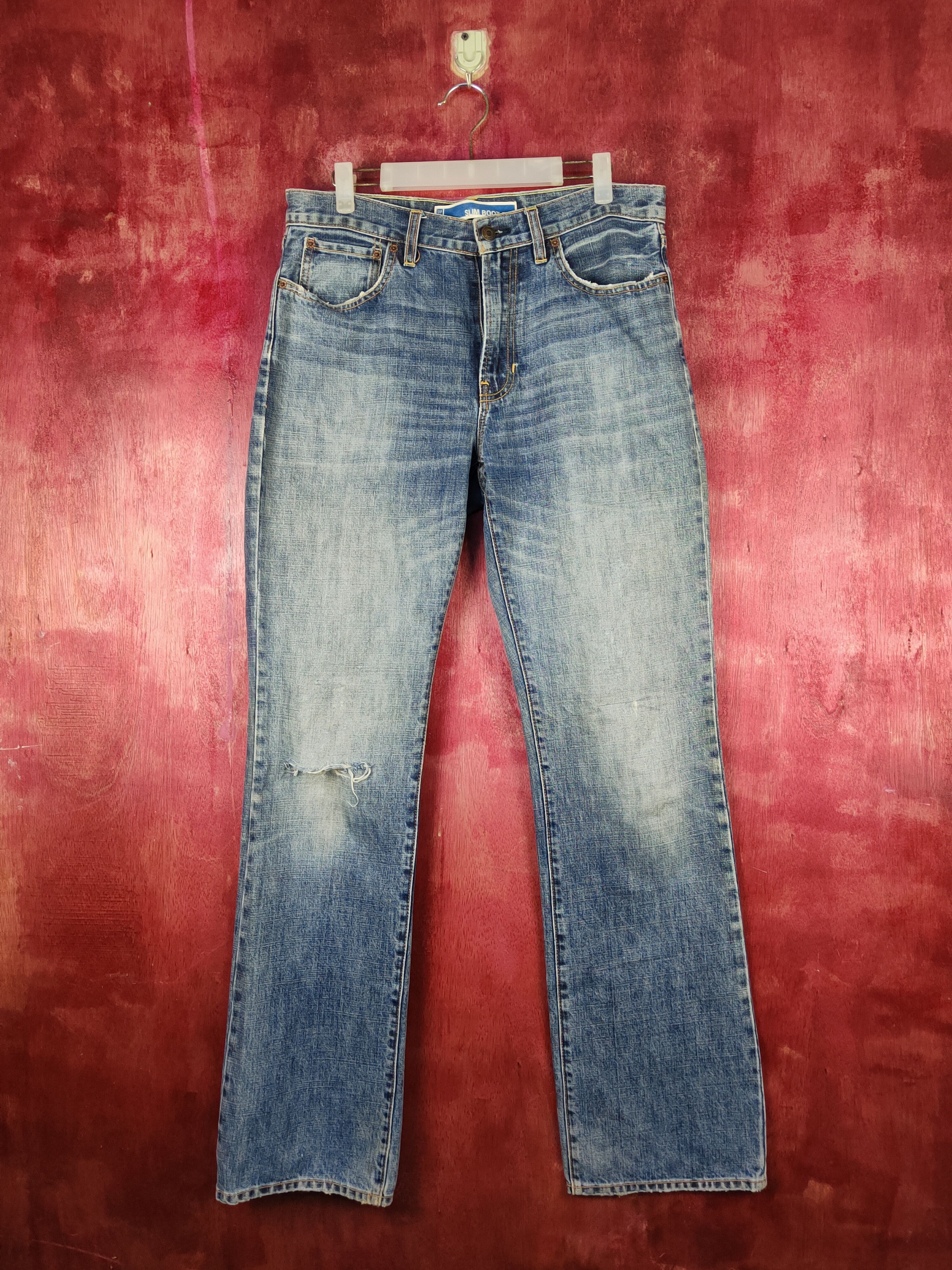 Gap Gap Blue Distressed Ripped Boot Cut Denim Jeans #S2283 Size US 33 - 1 Thumbnail